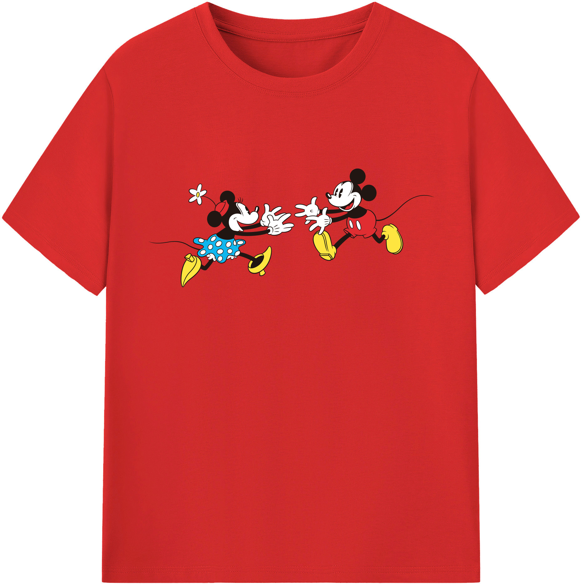 （画像用） ミッキーマウス Mickey Mouse レディースカジュアルプリントTシャツ（綿100％）