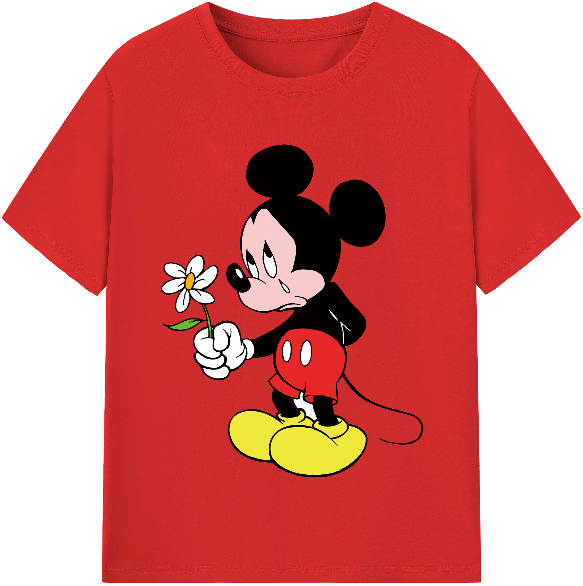 （画像用） ミッキーマウス Mickey Mouse レディースカジュアルプリントTシャツ（綿100％）