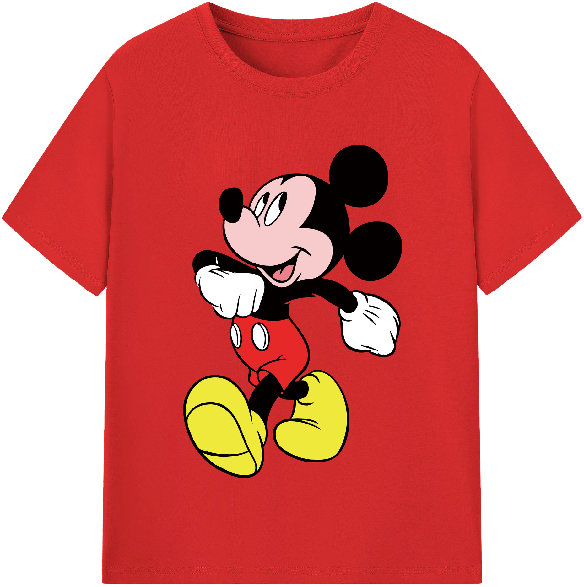 （画像用） ミッキーマウス Mickey Mouse レディースカジュアルプリントTシャツ（綿100％）