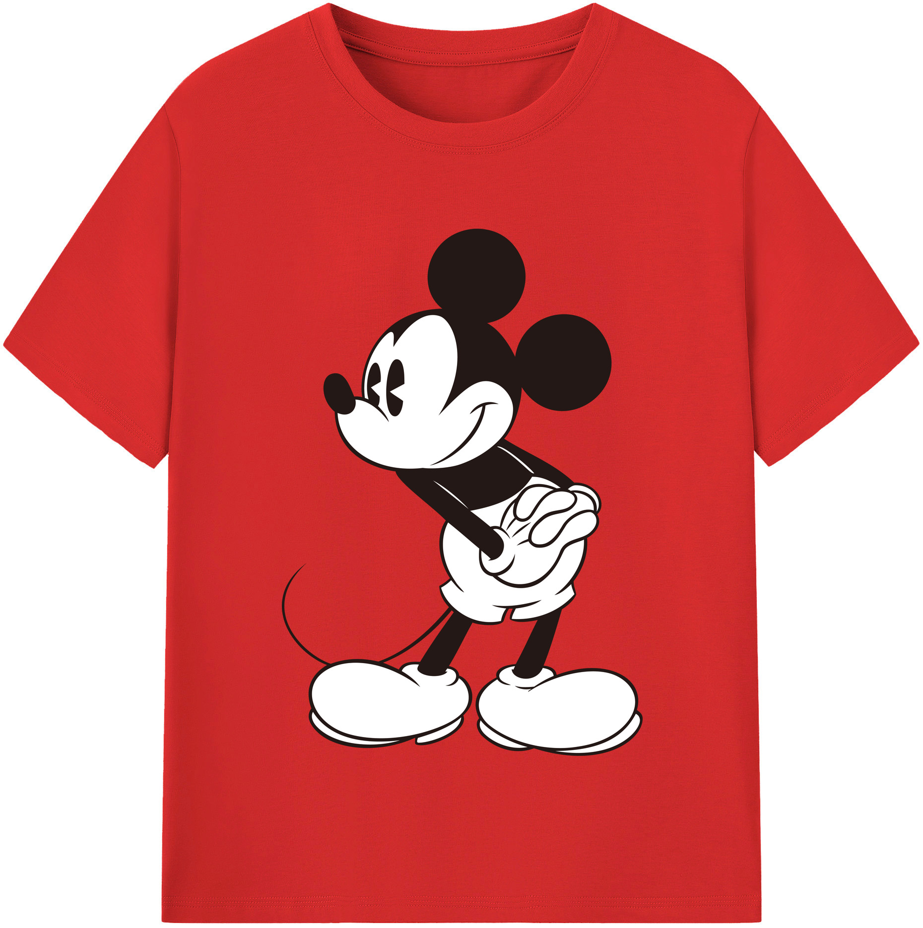 （画像用） ミッキーマウス Mickey Mouse レディースカジュアルプリントTシャツ（綿100％）