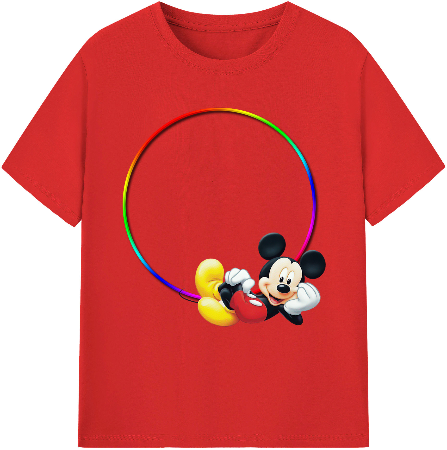 （画像用） ミッキーマウス Mickey Mouse レディースカジュアルプリントTシャツ（綿100％）