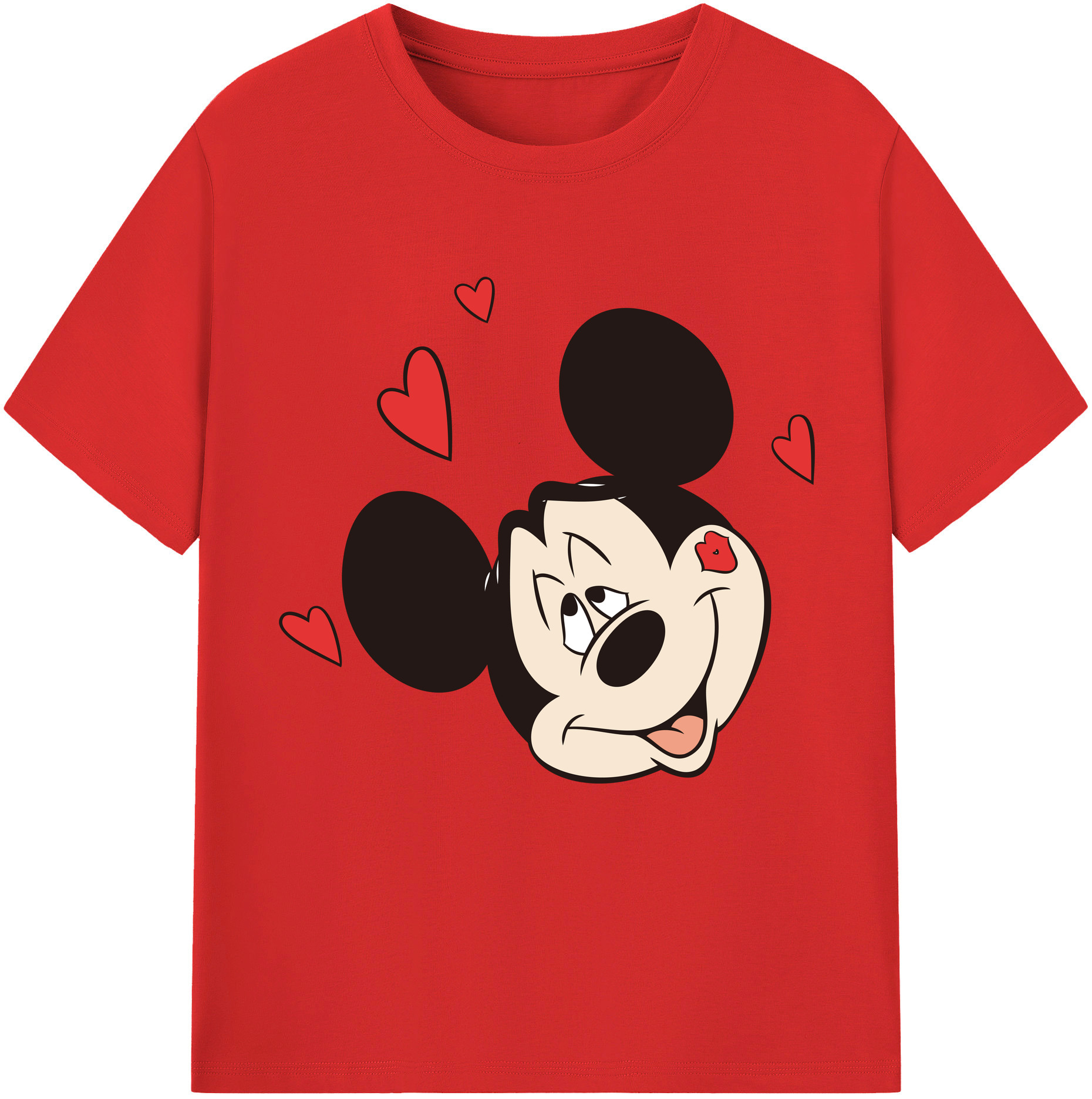 （画像用） ミッキーマウス Mickey Mouse レディースカジュアルプリントTシャツ（綿100％）