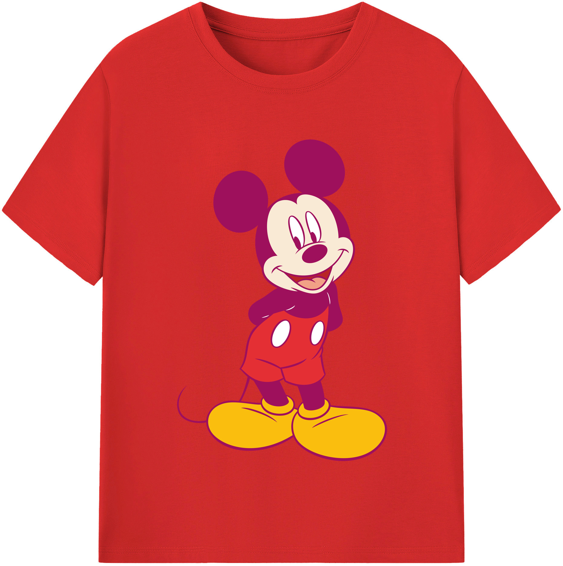 （画像用） ミッキーマウス Mickey Mouse レディースカジュアルプリントTシャツ（綿100％）