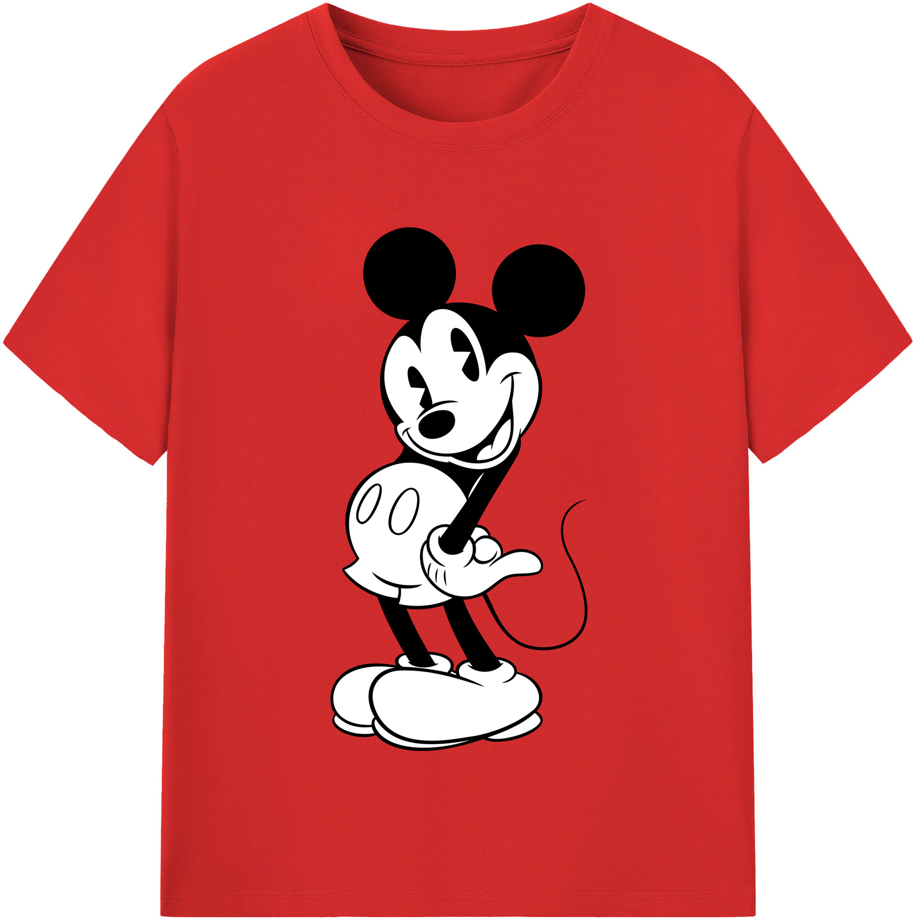 （画像用） ミッキーマウス Mickey Mouse レディースカジュアルプリントTシャツ（綿100％）