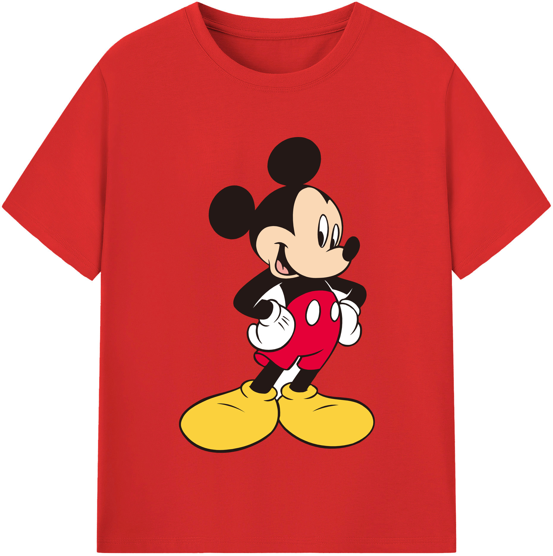 （画像用） ミッキーマウス Mickey Mouse レディースカジュアルプリントTシャツ（綿100％）