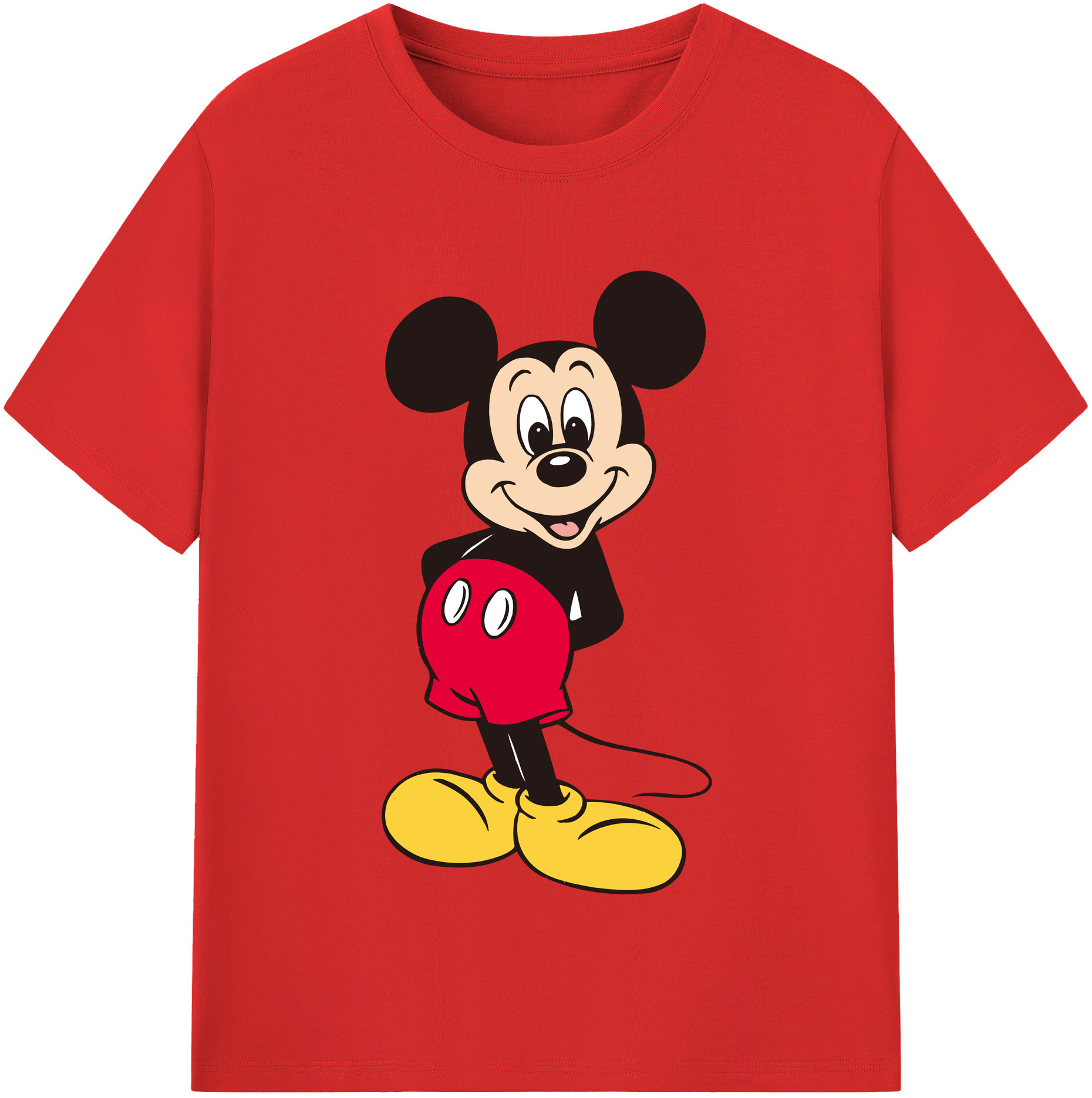 （画像用） ミッキーマウス Mickey Mouse レディースカジュアルプリントTシャツ（綿100％）