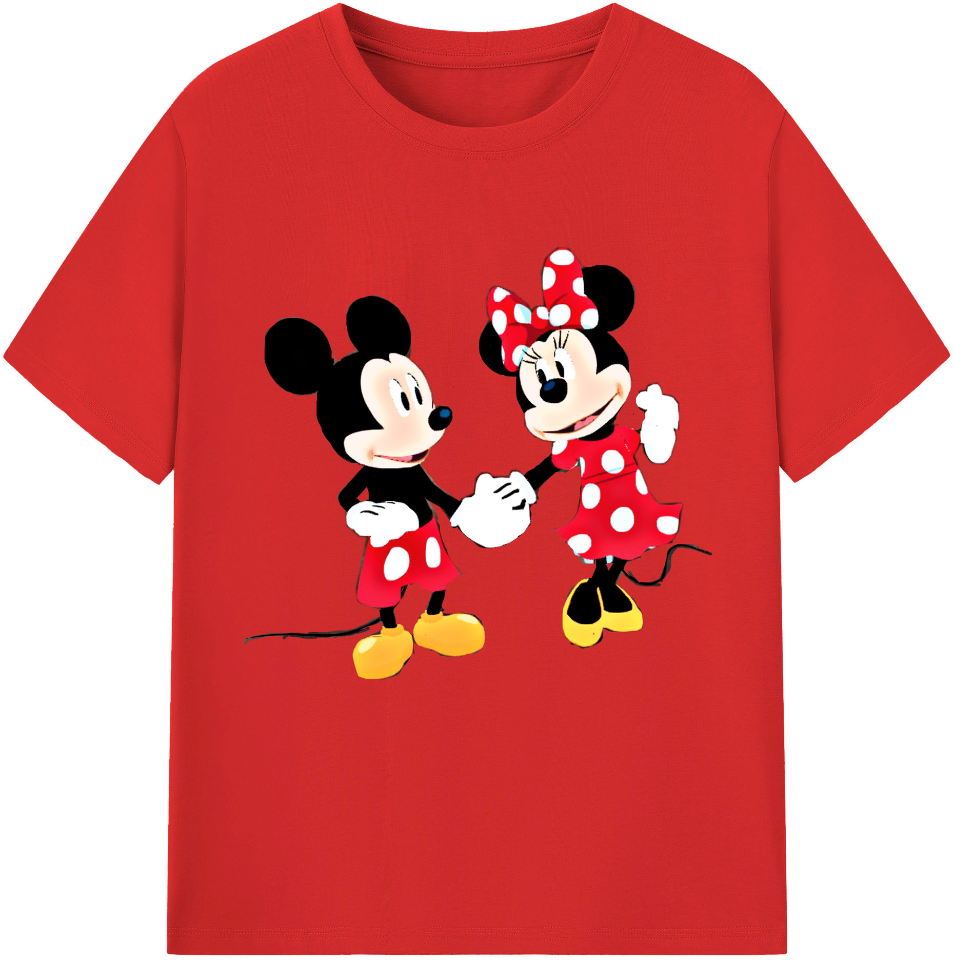 （画像用） ミッキーマウス Mickey Mouse レディースカジュアルプリントTシャツ（綿100％）