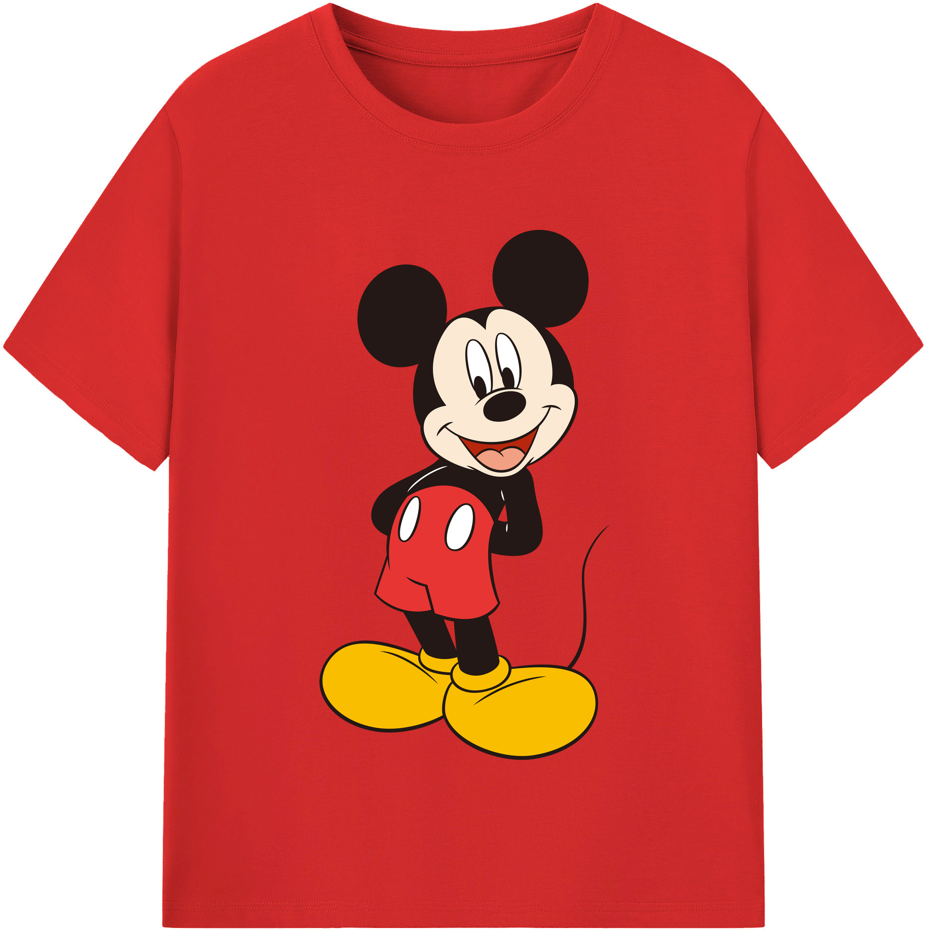 （画像用） ミッキーマウス Mickey Mouse レディースカジュアルプリントTシャツ（綿100％）