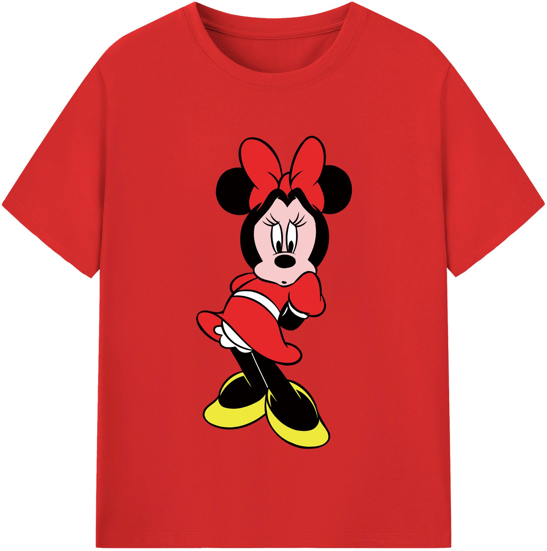 （画像用） ミッキーマウス Mickey Mouse レディースカジュアルプリントTシャツ（綿100％）