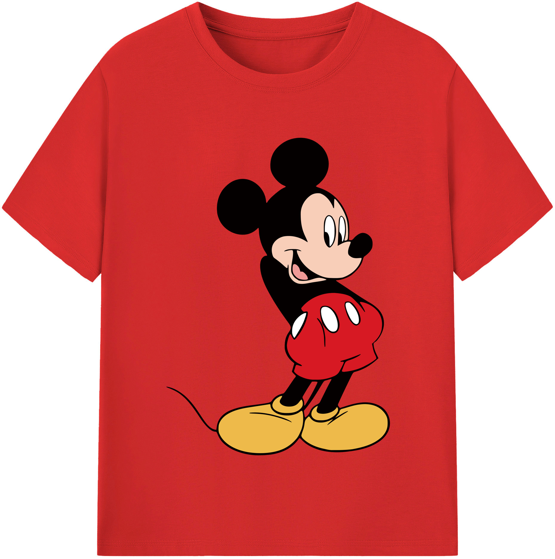 （画像用） ミッキーマウス Mickey Mouse レディースカジュアルプリントTシャツ（綿100％）
