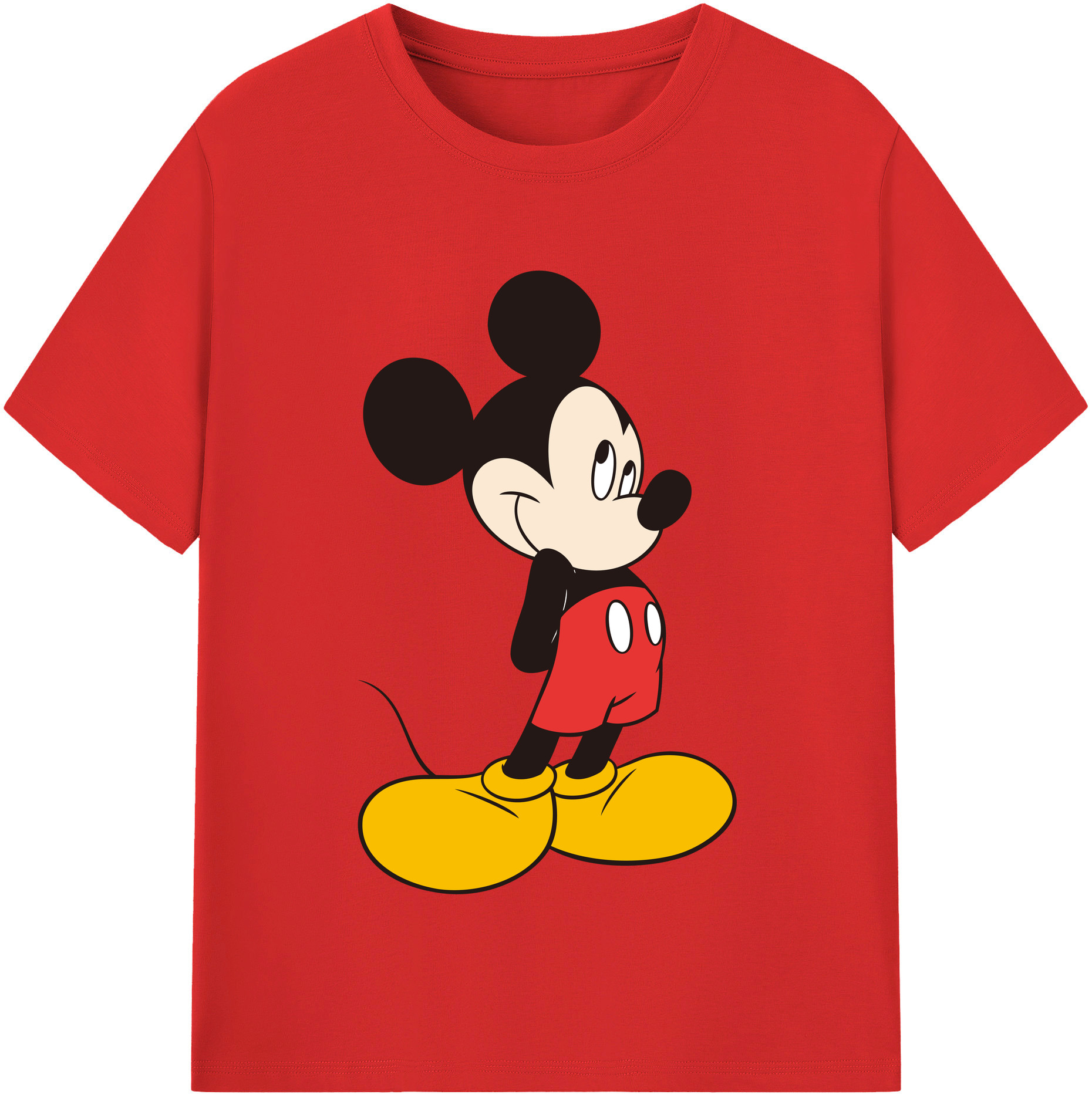 （画像用） ミッキーマウス Mickey Mouse レディースカジュアルプリントTシャツ（綿100％）