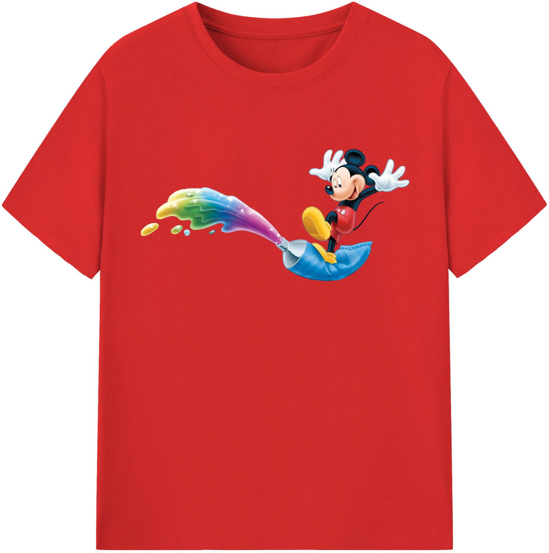 （画像用） ミッキーマウス Mickey Mouse レディースカジュアルプリントTシャツ（綿100％）