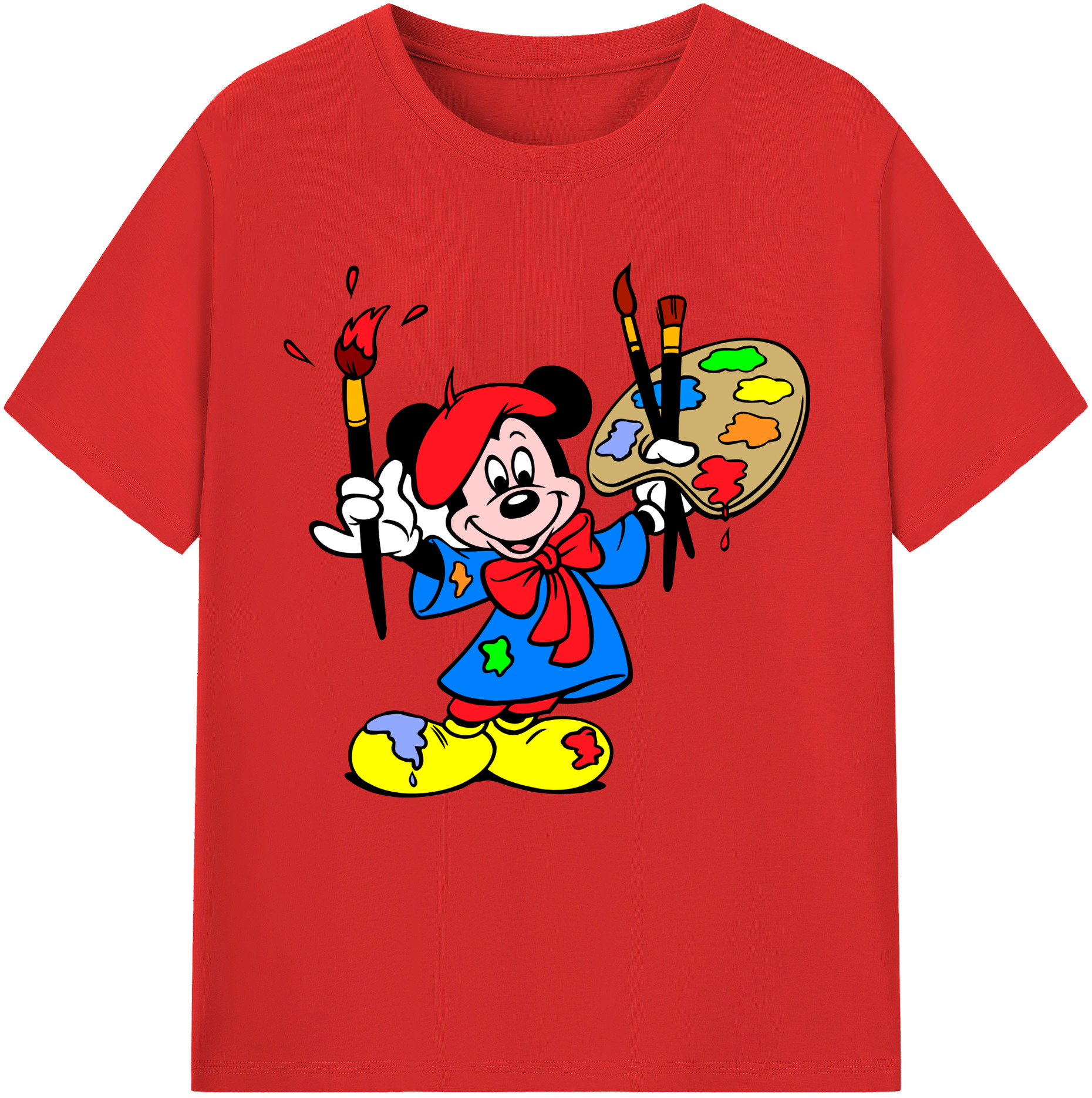 （画像用） ミッキーマウス Mickey Mouse レディースカジュアルプリントTシャツ（綿100％）