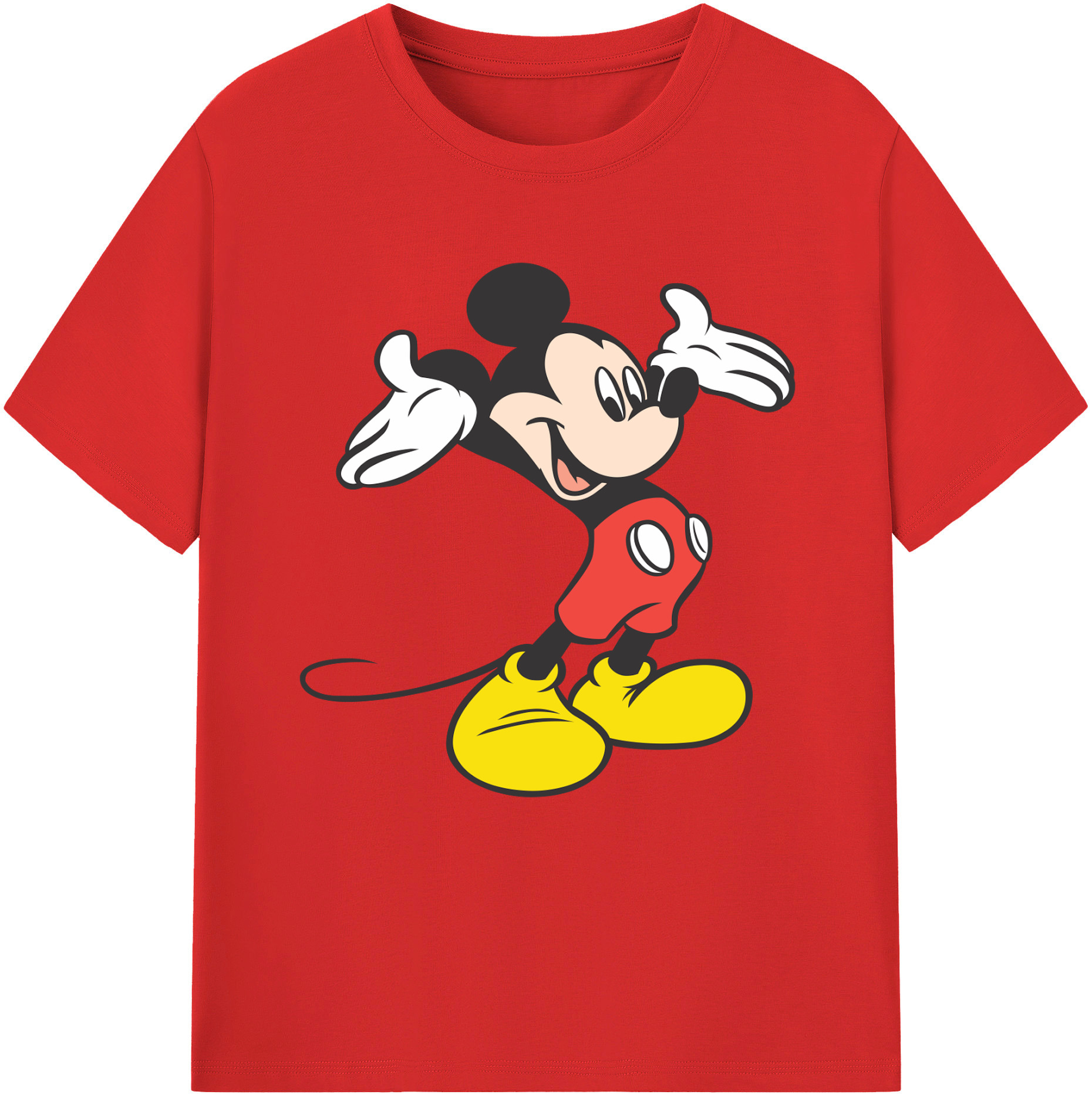 （画像用） ミッキーマウス Mickey Mouse レディースカジュアルプリントTシャツ（綿100％）