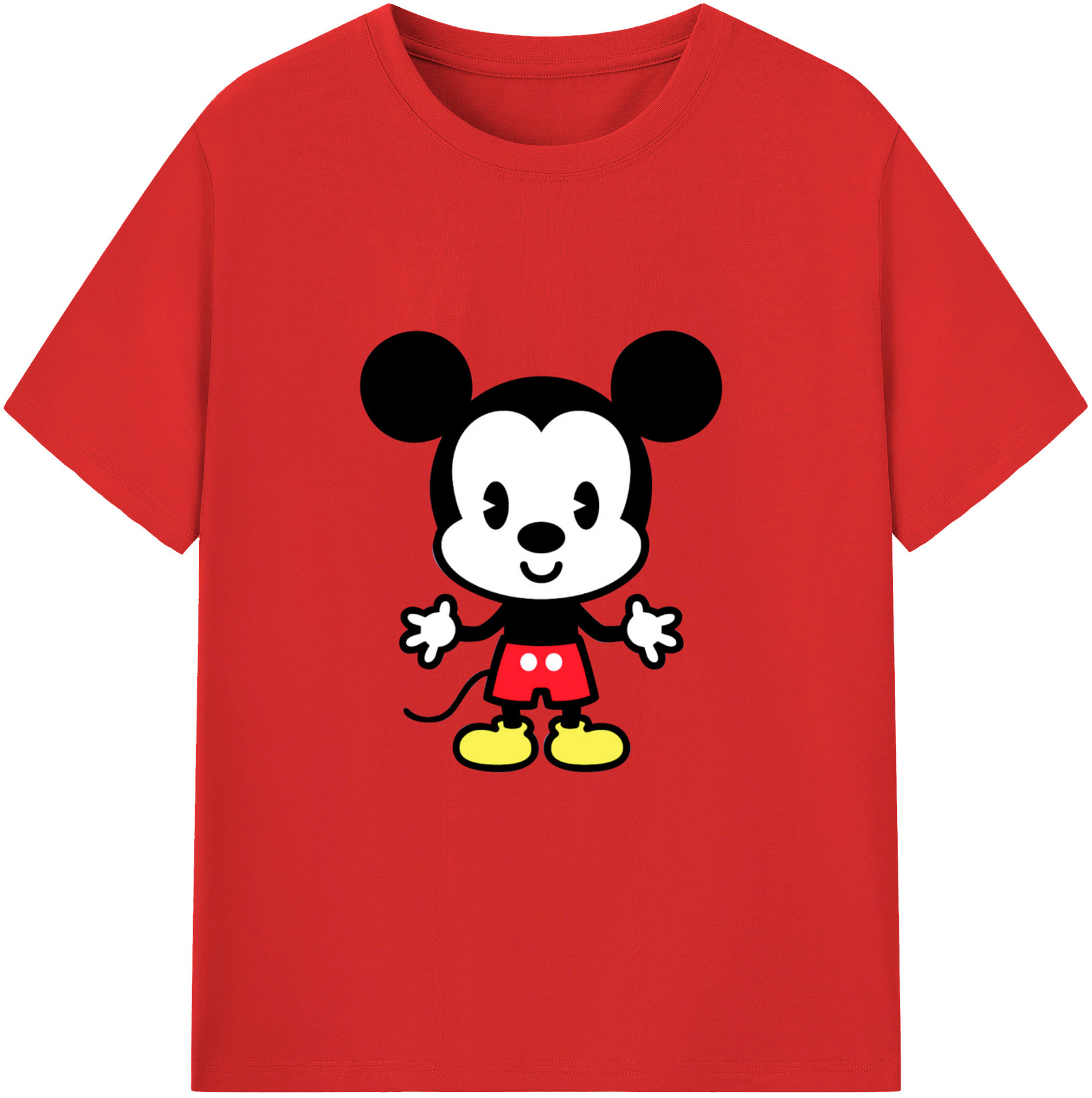 （画像用） ミッキーマウス Mickey Mouse レディースカジュアルプリントTシャツ（綿100％）