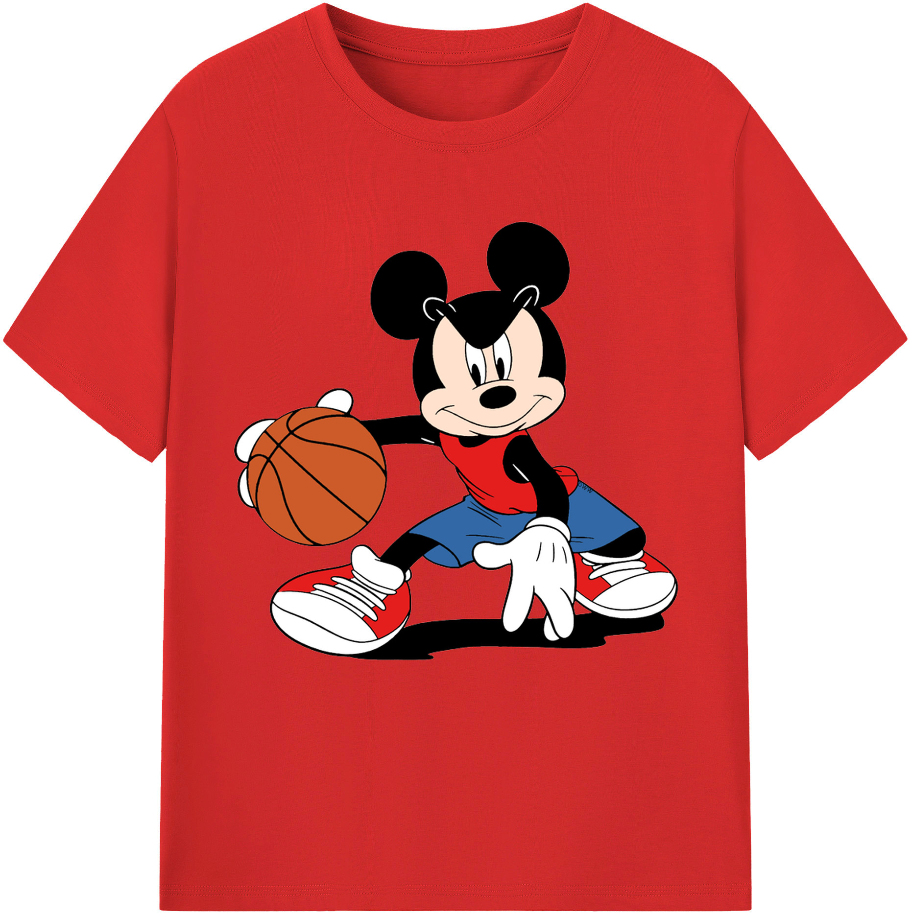 （画像用） ミッキーマウス Mickey Mouse レディースカジュアルプリントTシャツ（綿100％）
