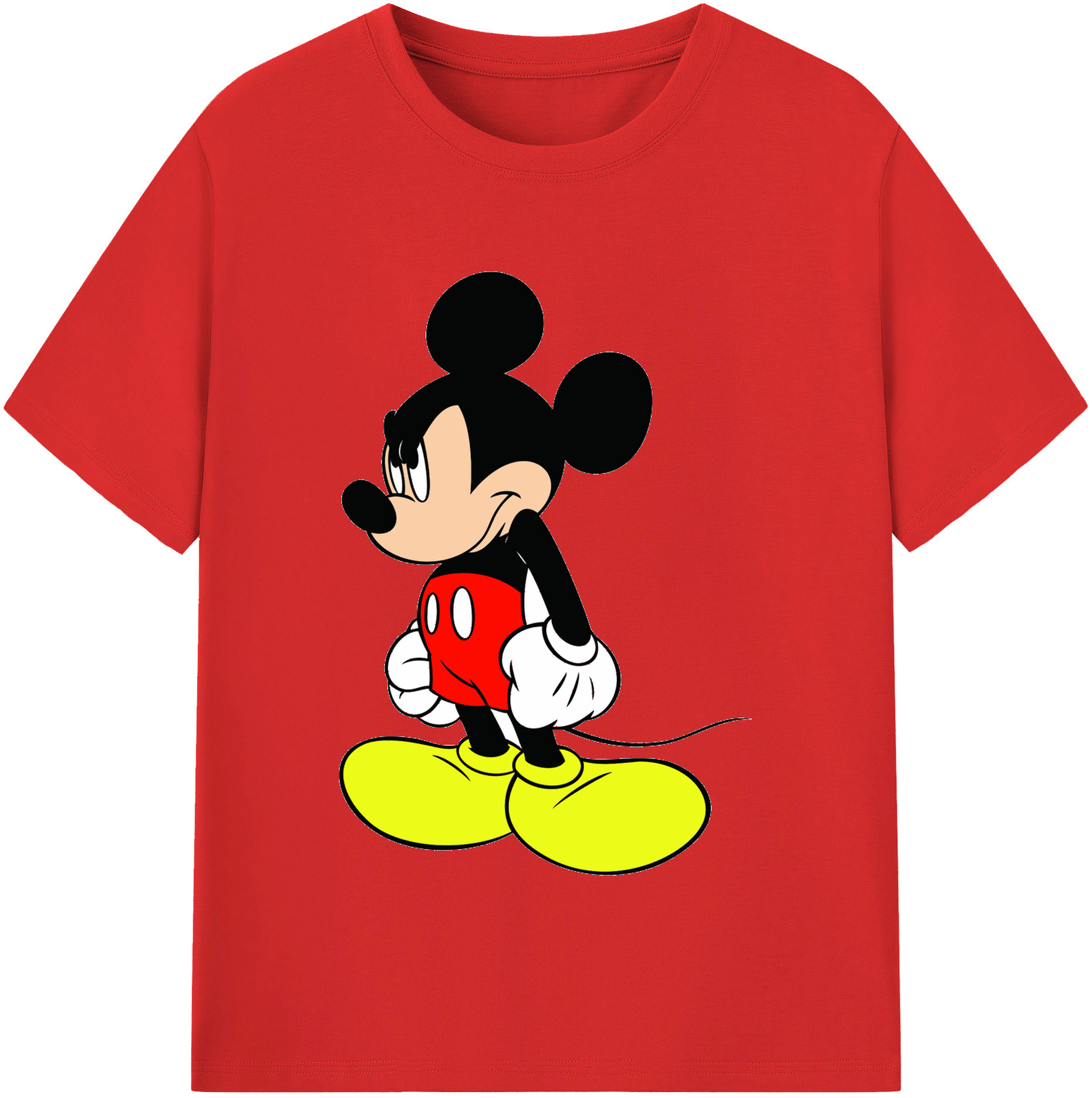 （画像用） ミッキーマウス Mickey Mouse レディースカジュアルプリントTシャツ（綿100％）