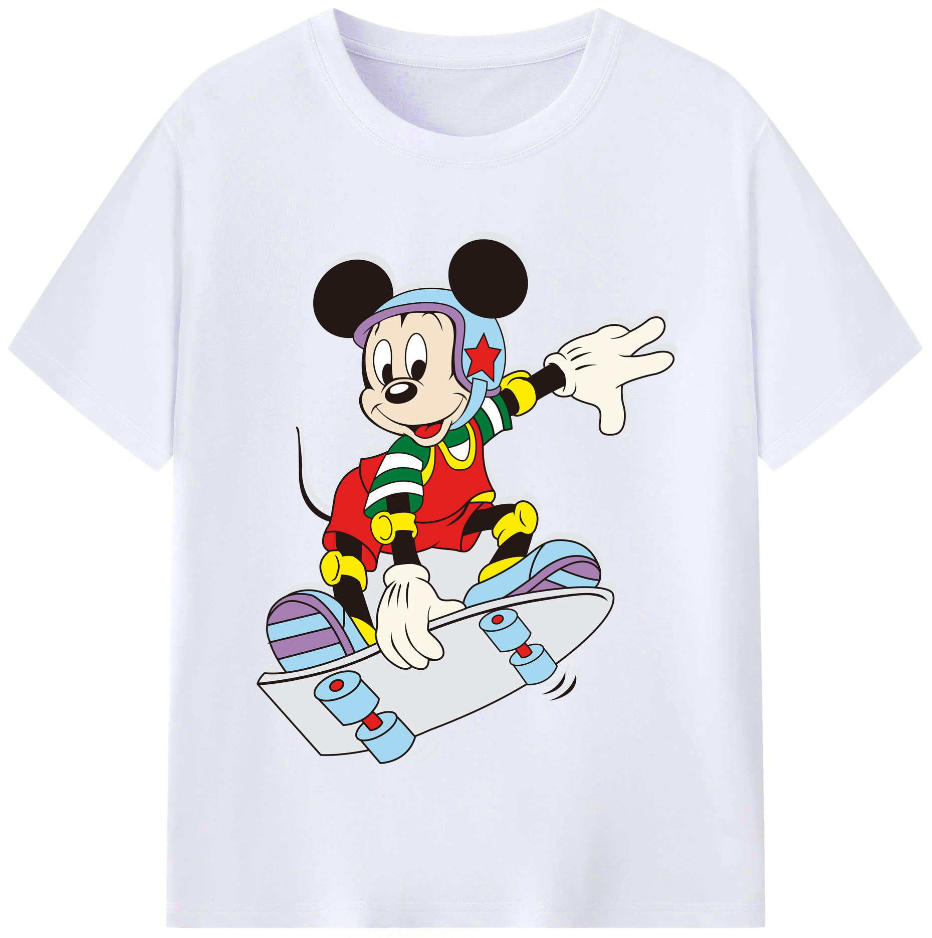 （画像用） ミッキーマウス Mickey Mouse レディースカジュアルプリントTシャツ（綿100％）