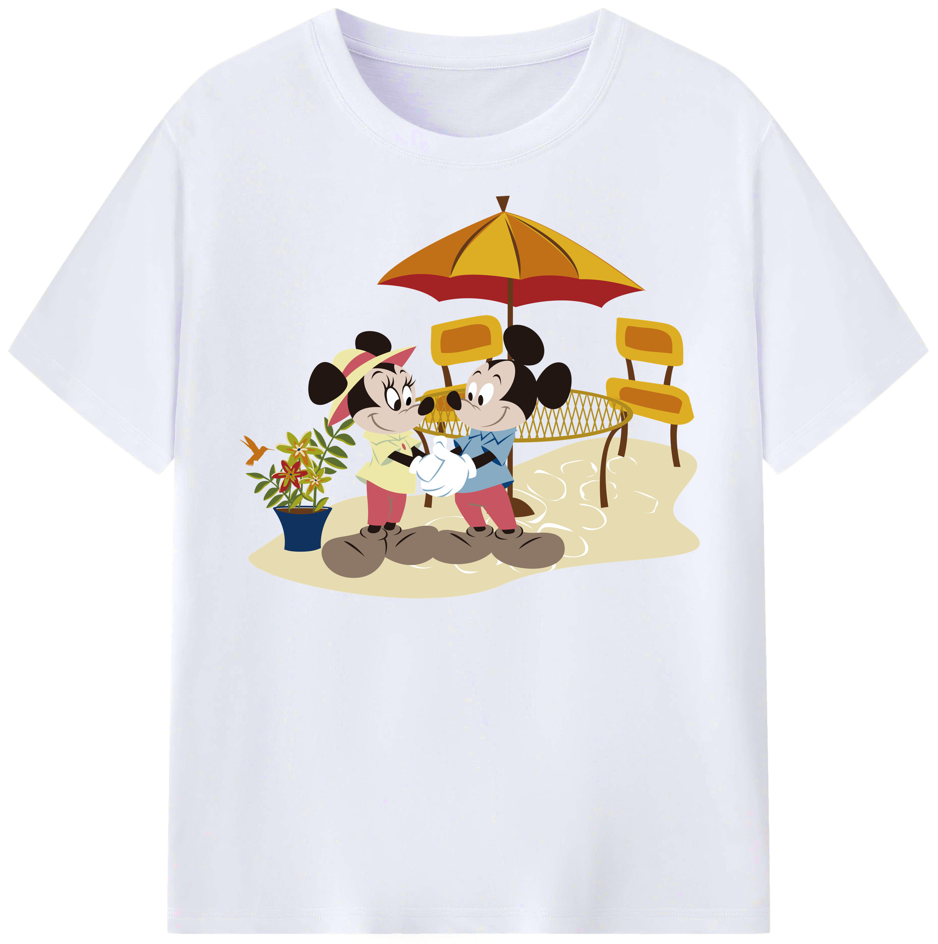 （画像用） ミッキーマウス Mickey Mouse レディースカジュアルプリントTシャツ（綿100％）