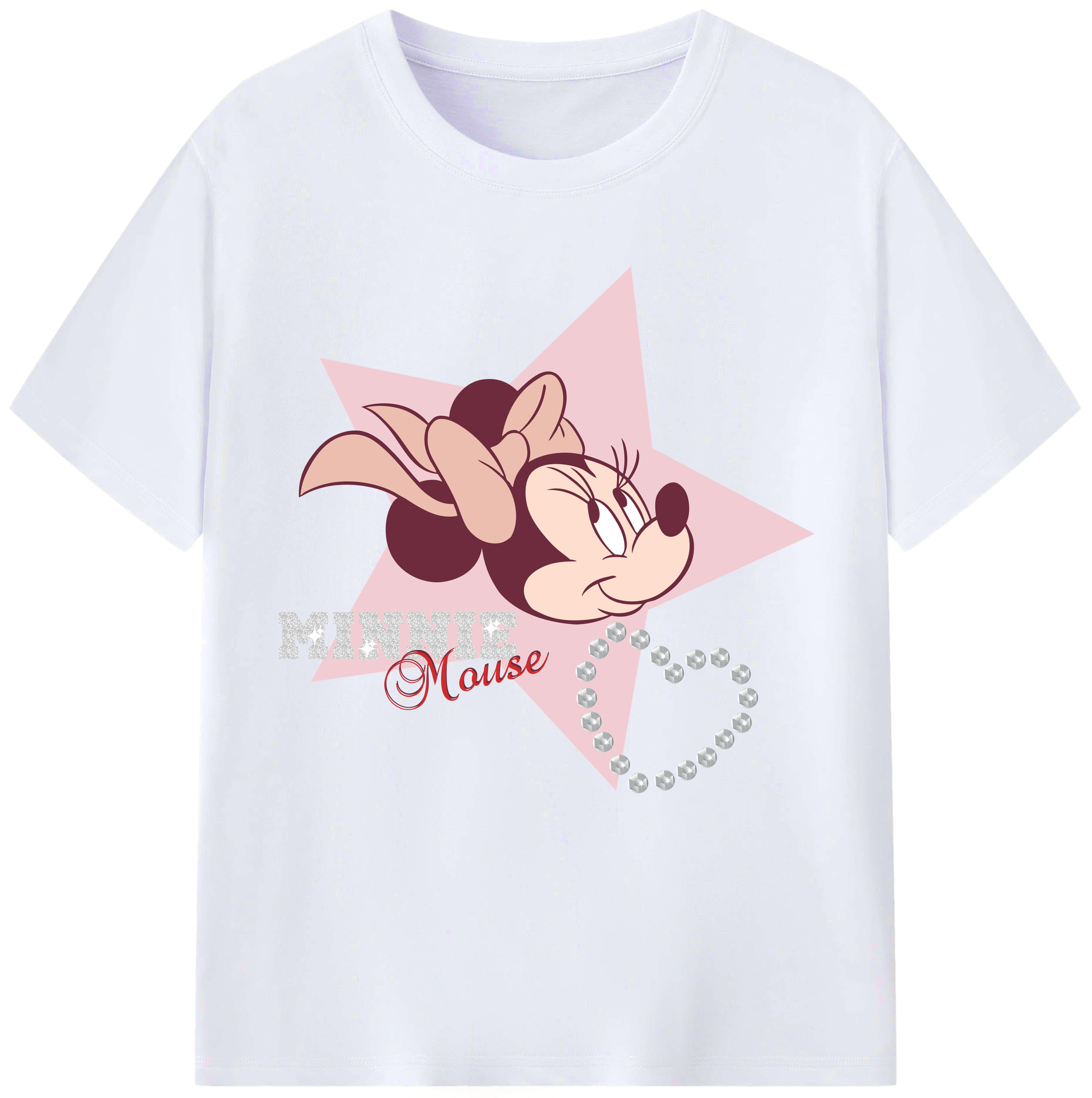 （画像用） ミッキーマウス Mickey Mouse レディースカジュアルプリントTシャツ（綿100％）