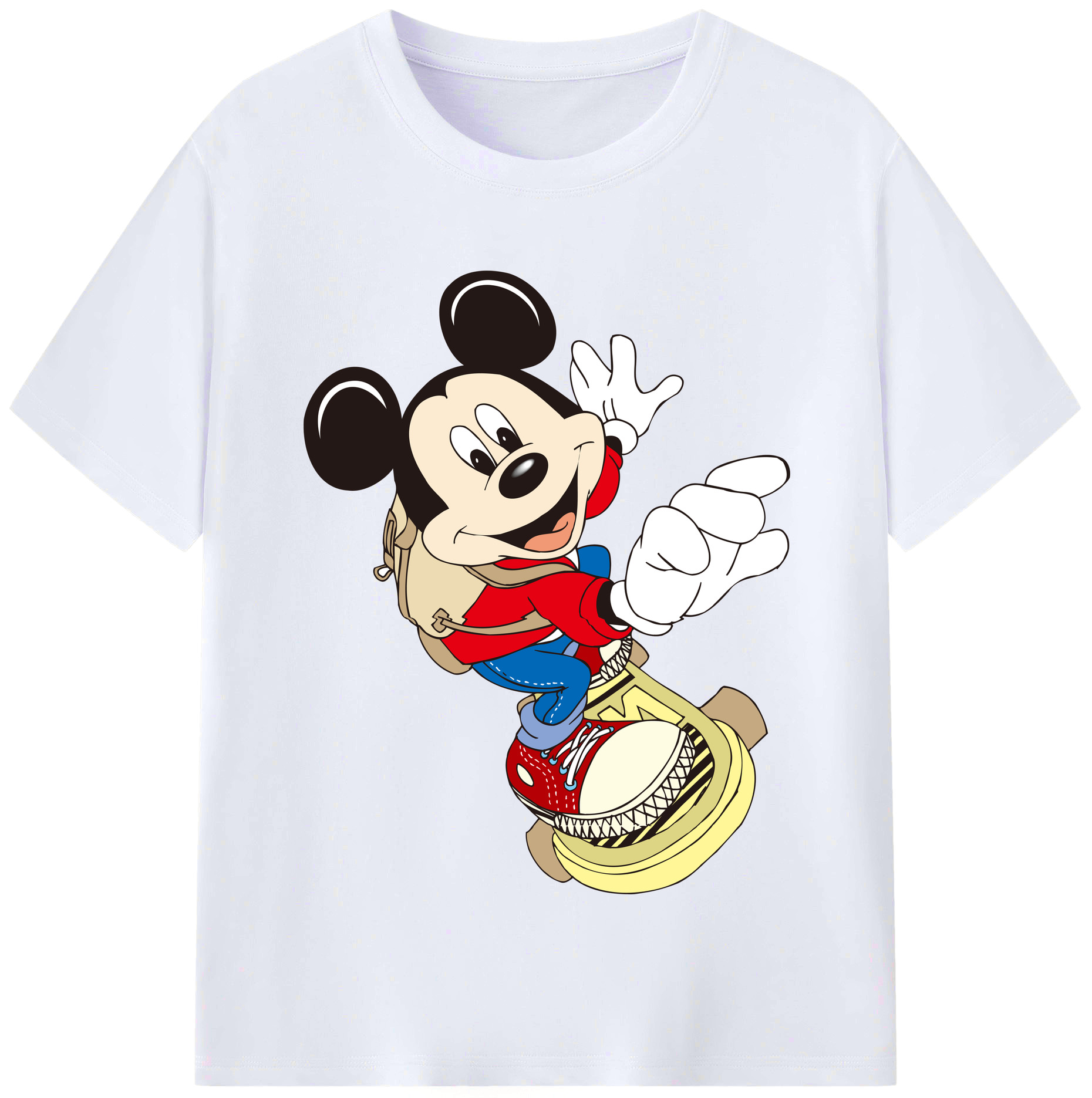 （画像用） ミッキーマウス Mickey Mouse レディースカジュアルプリントTシャツ（綿100％）