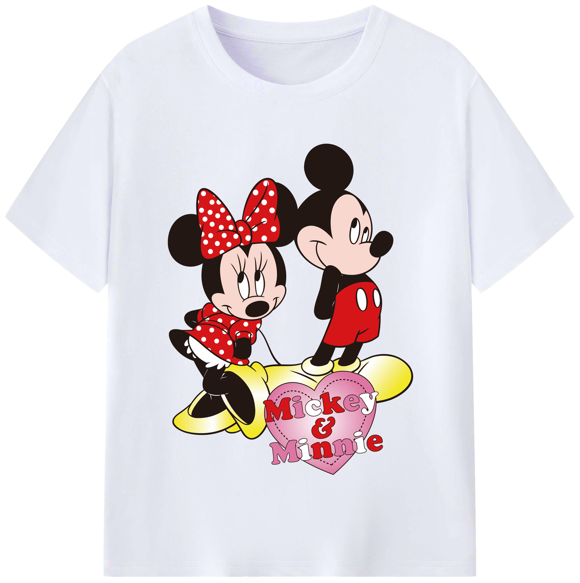 （画像用） ミッキーマウス Mickey Mouse レディースカジュアルプリントTシャツ（綿100％）