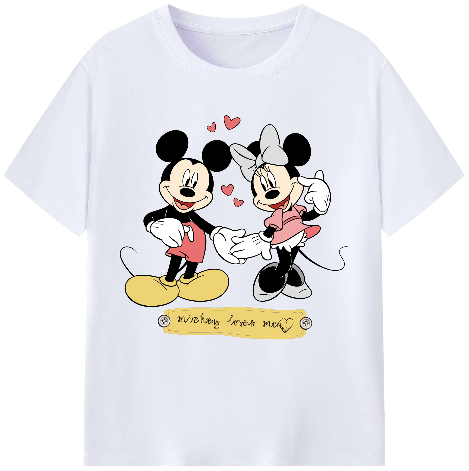 （画像用） ミッキーマウス Mickey Mouse レディースカジュアルプリントTシャツ（綿100％）