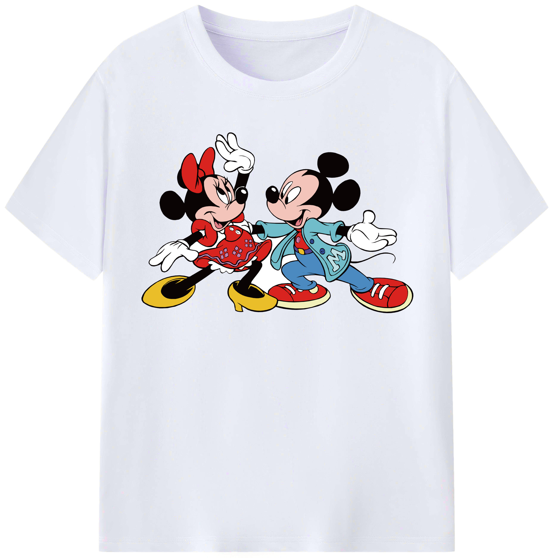 （画像用） ミッキーマウス Mickey Mouse レディースカジュアルプリントTシャツ（綿100％）