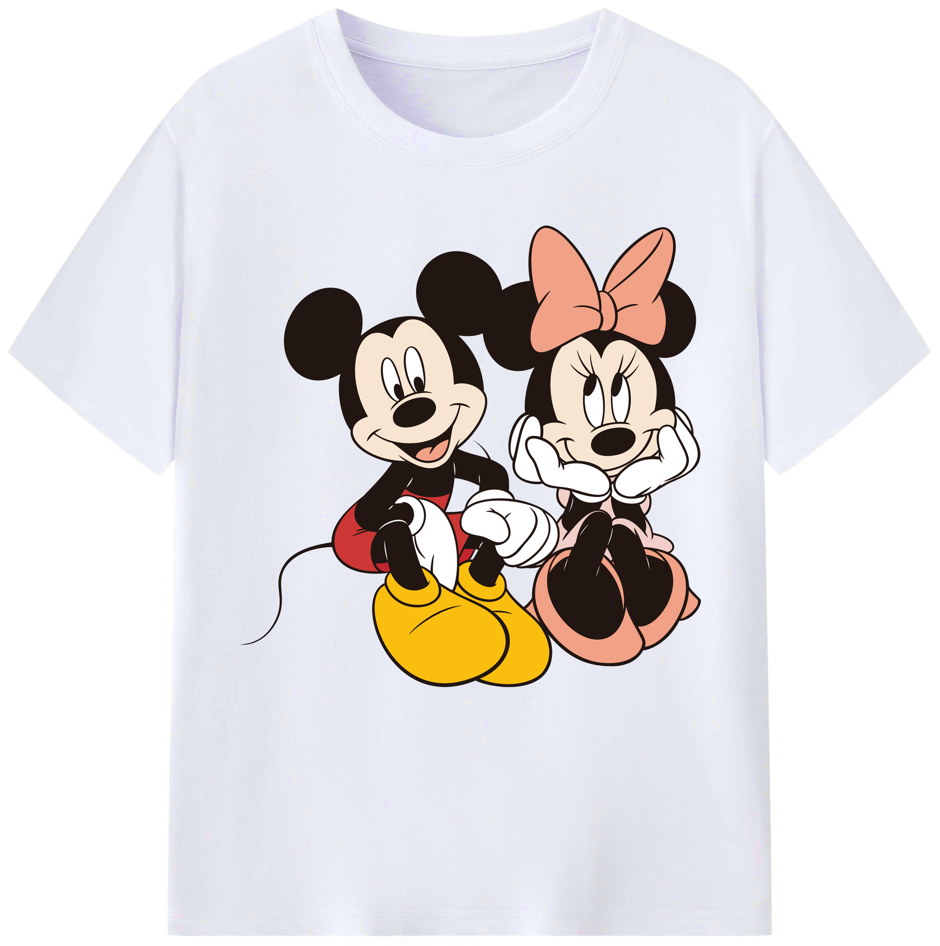 （画像用） ミッキーマウス Mickey Mouse レディースカジュアルプリントTシャツ（綿100％）
