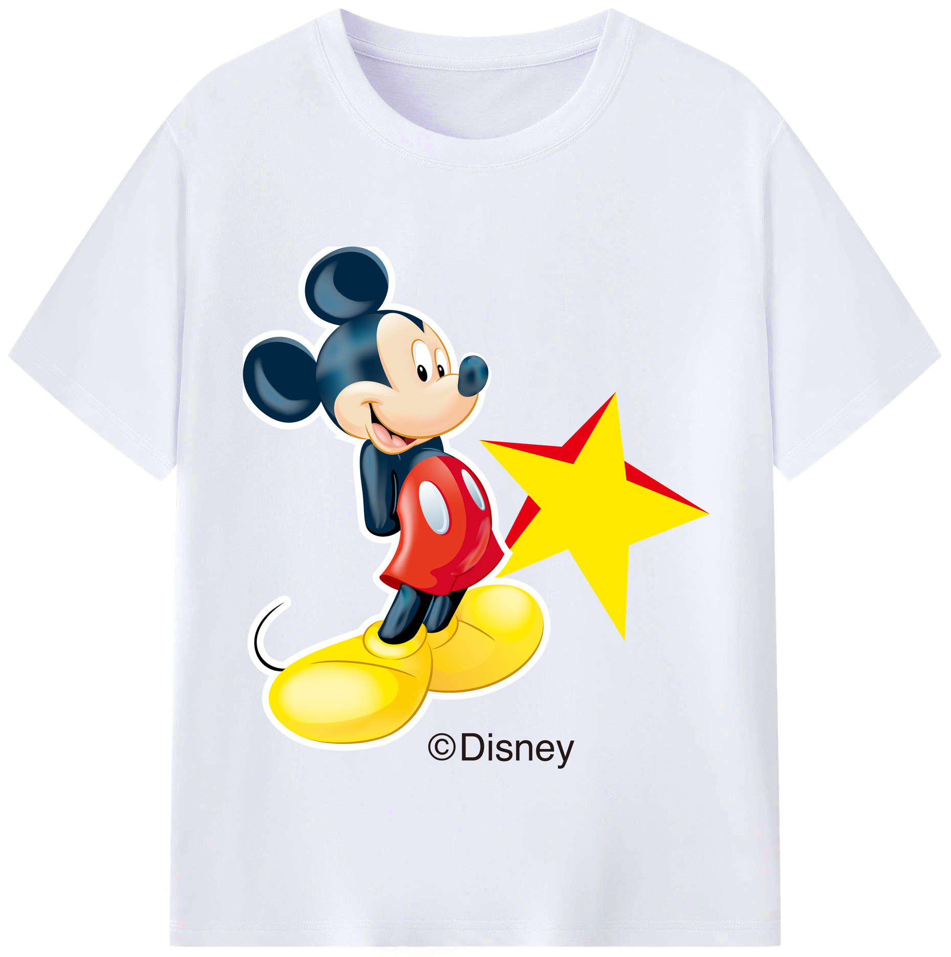 （画像用） ミッキーマウス Mickey Mouse レディースカジュアルプリントTシャツ（綿100％）