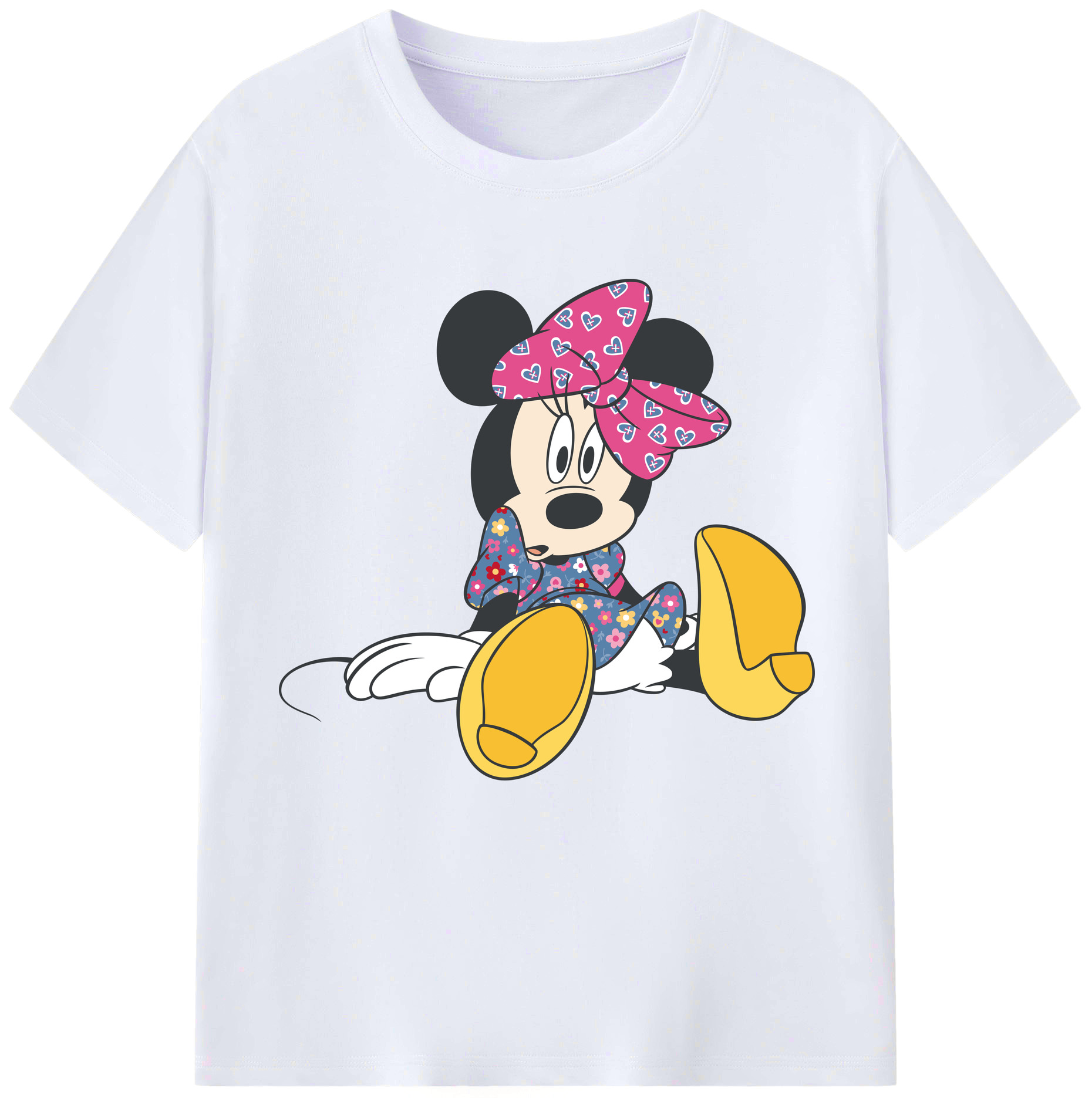 （画像用） ミッキーマウス Mickey Mouse レディースカジュアルプリントTシャツ（綿100％）
