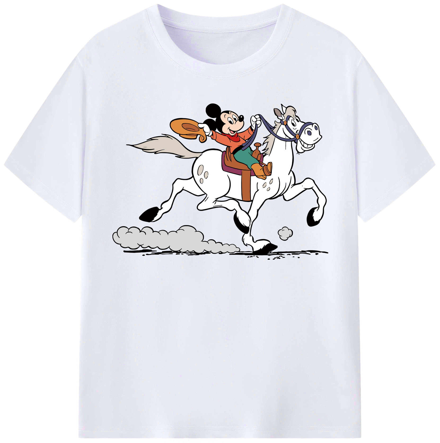 （画像用） ミッキーマウス Mickey Mouse レディースカジュアルプリントTシャツ（綿100％）