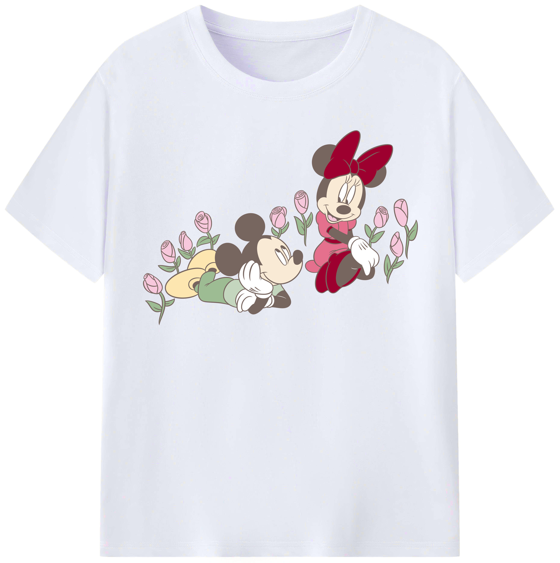 （画像用） ミッキーマウス Mickey Mouse レディースカジュアルプリントTシャツ（綿100％）