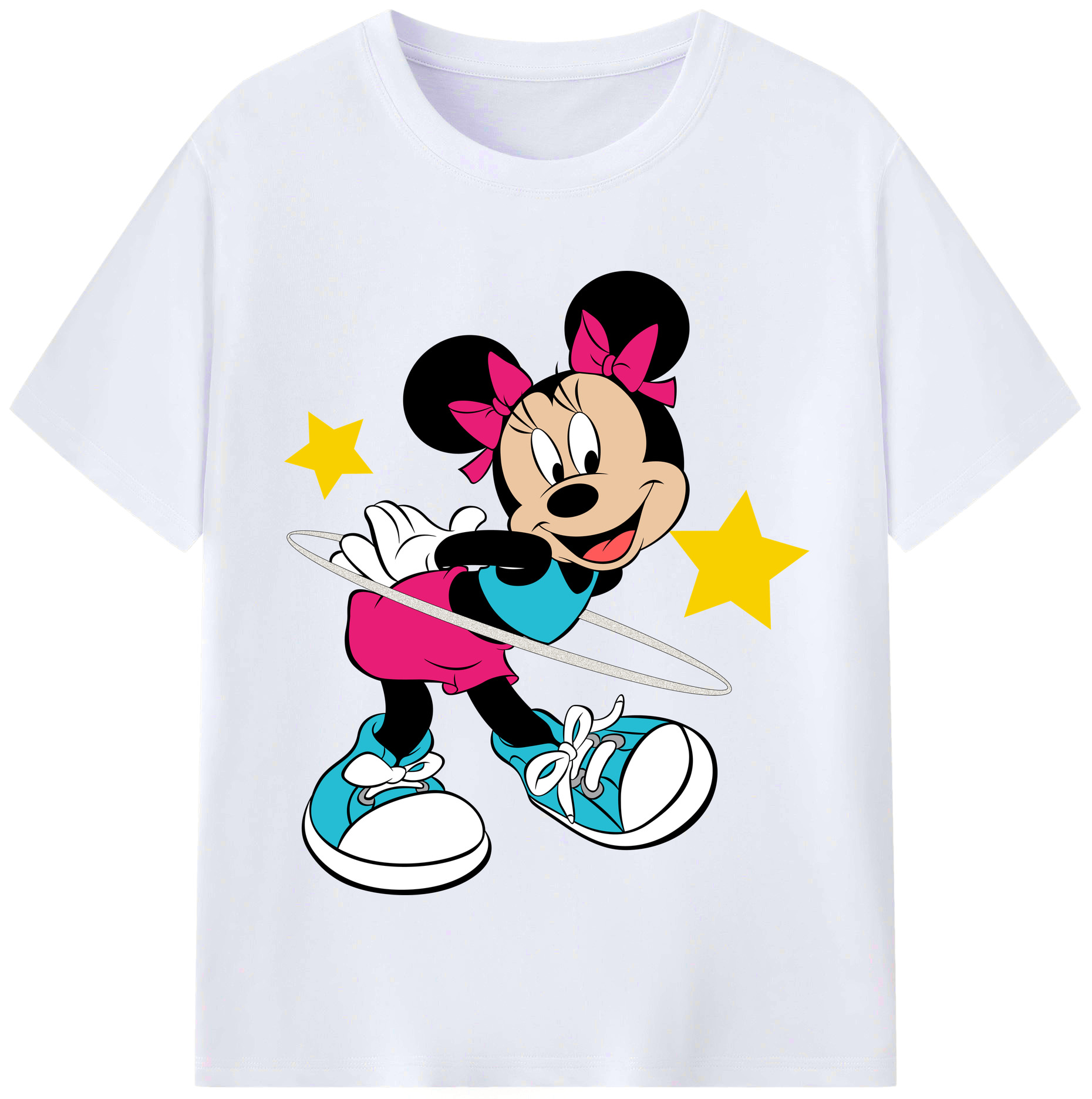 （画像用） ミッキーマウス Mickey Mouse レディースカジュアルプリントTシャツ（綿100％）