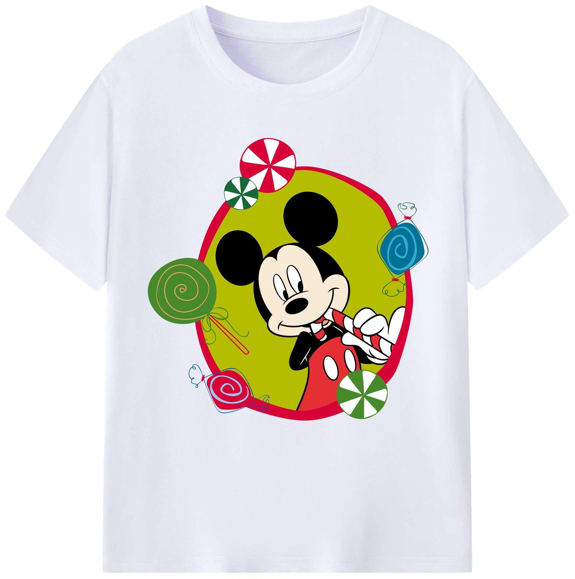 （画像用） ミッキーマウス Mickey Mouse レディースカジュアルプリントTシャツ（綿100％）