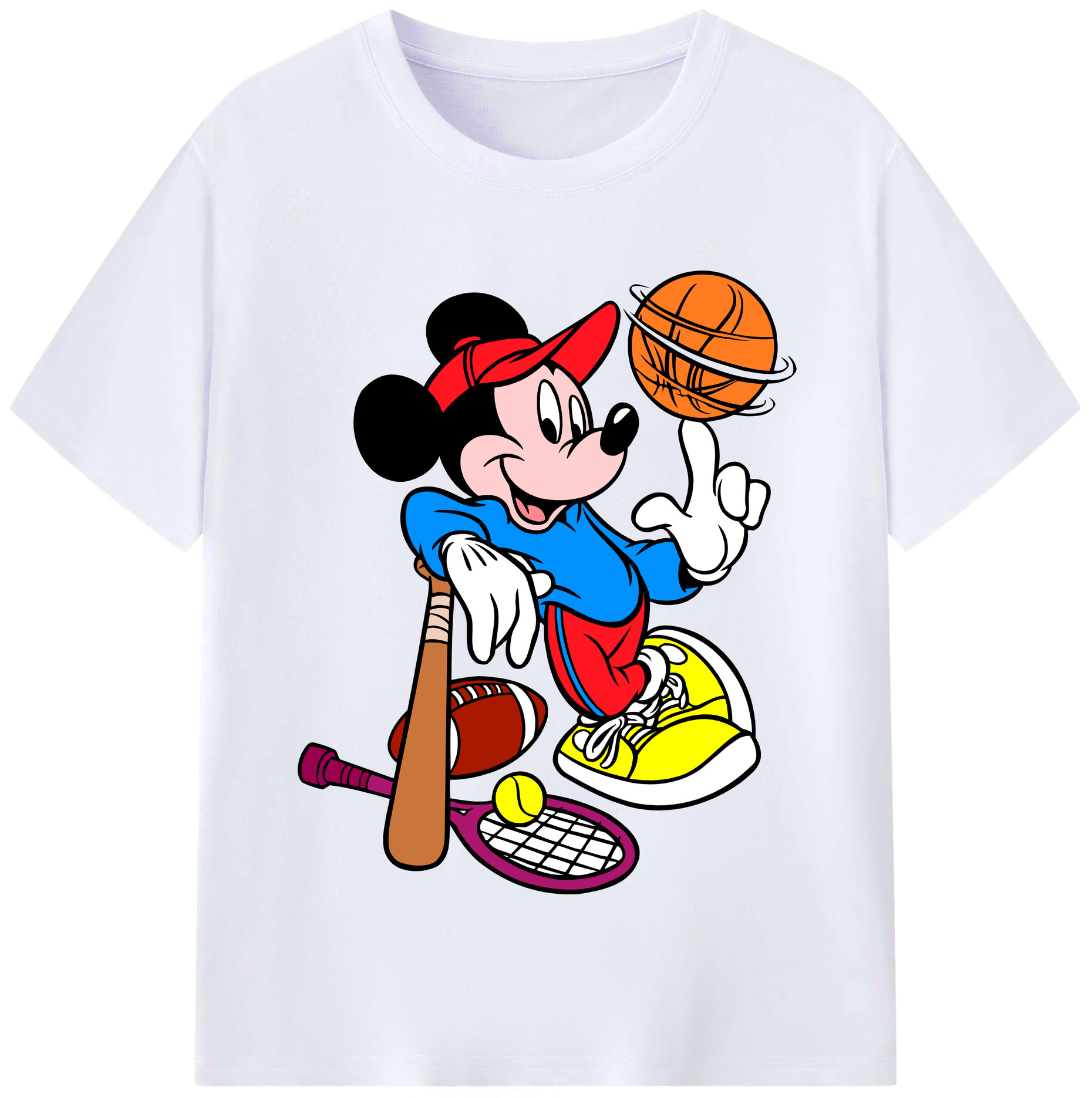 （画像用） ミッキーマウス Mickey Mouse レディースカジュアルプリントTシャツ（綿100％）