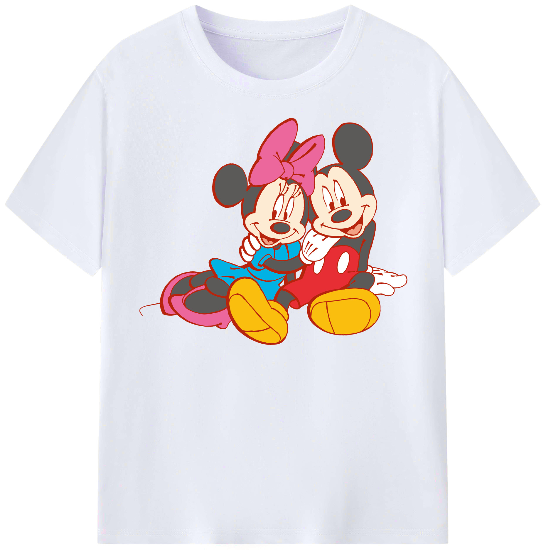 （画像用） ミッキーマウス Mickey Mouse レディースカジュアルプリントTシャツ（綿100％）