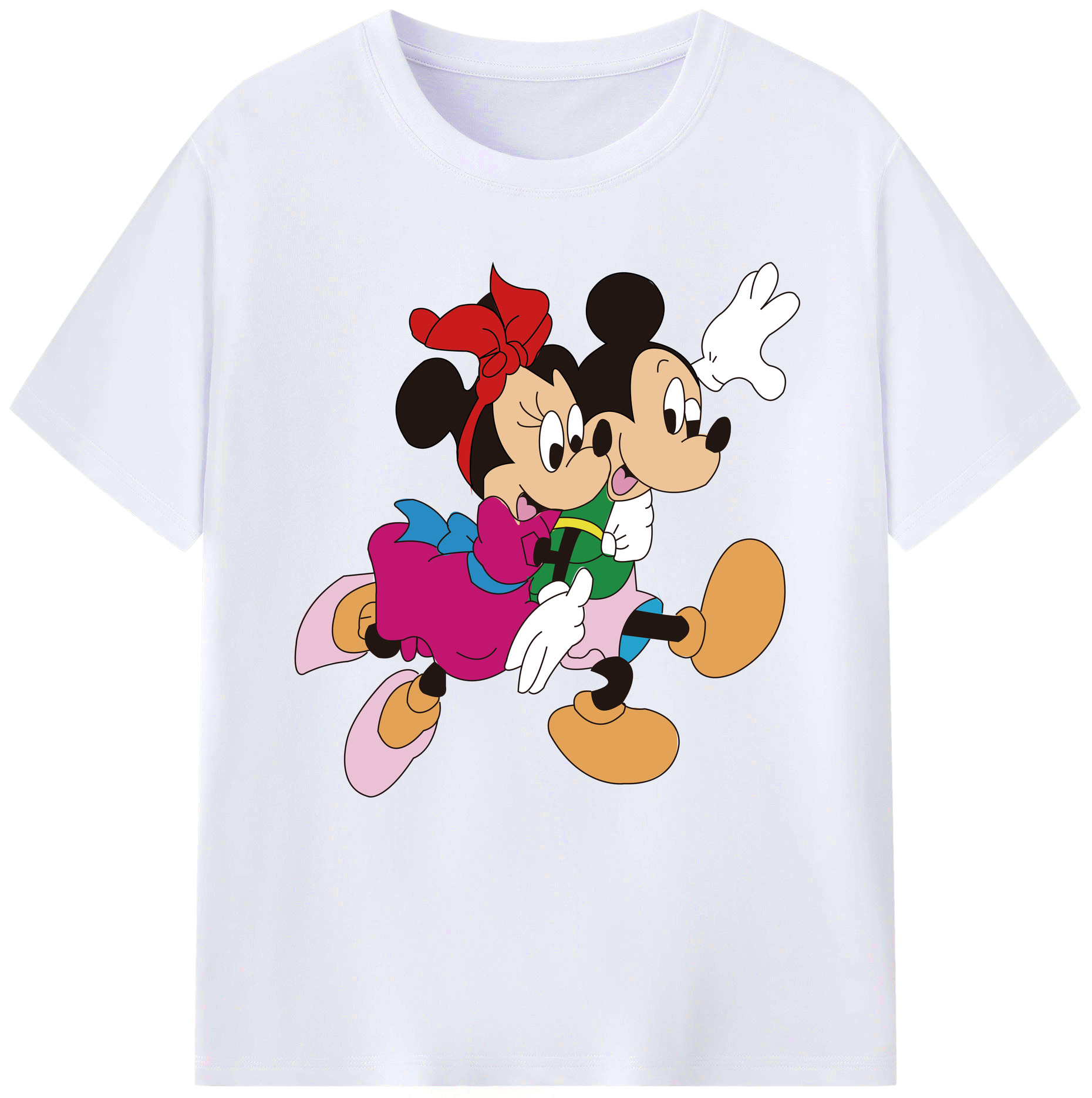 （画像用） ミッキーマウス Mickey Mouse レディースカジュアルプリントTシャツ（綿100％）