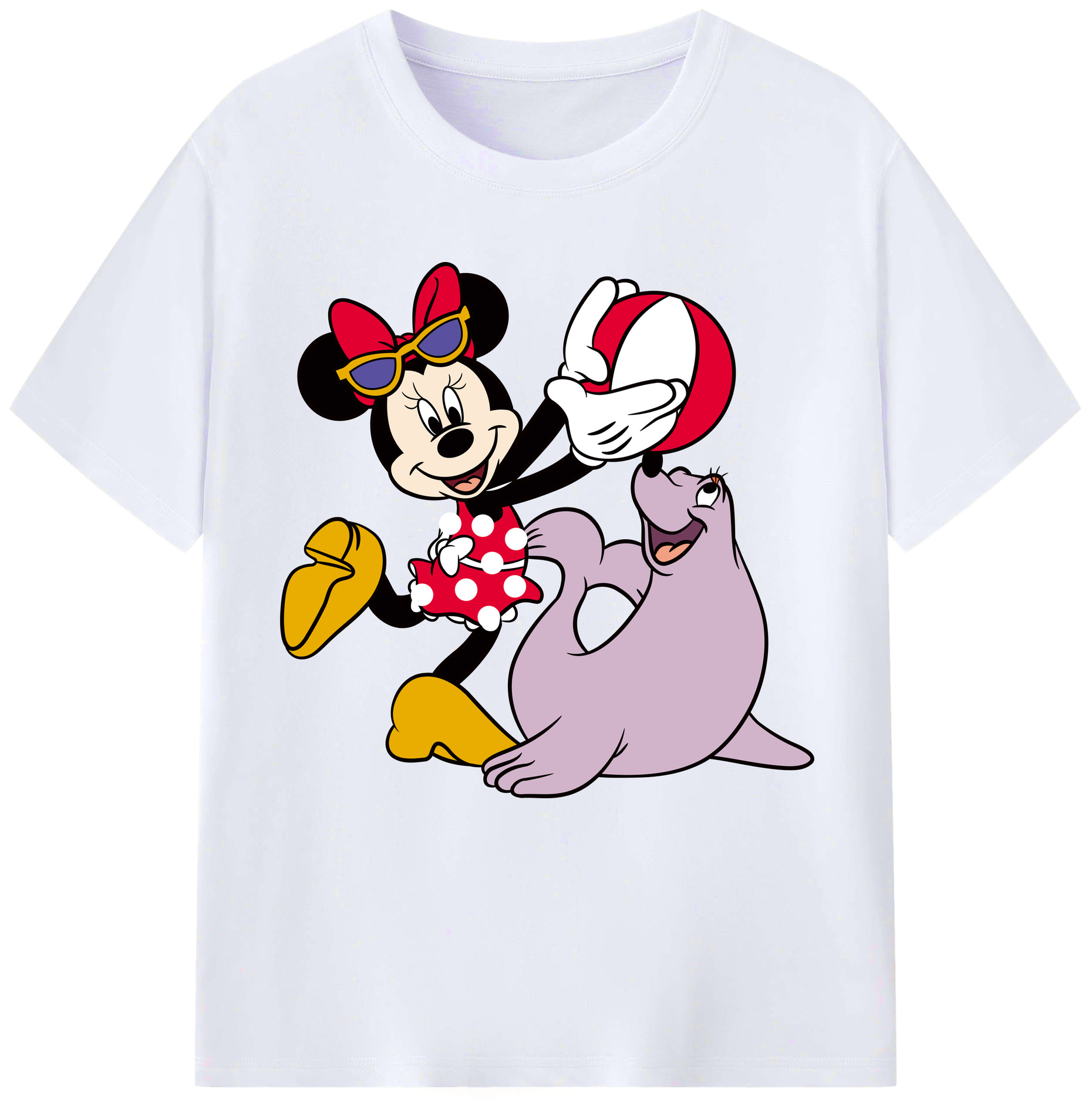 （画像用） ミッキーマウス Mickey Mouse レディースカジュアルプリントTシャツ（綿100％）