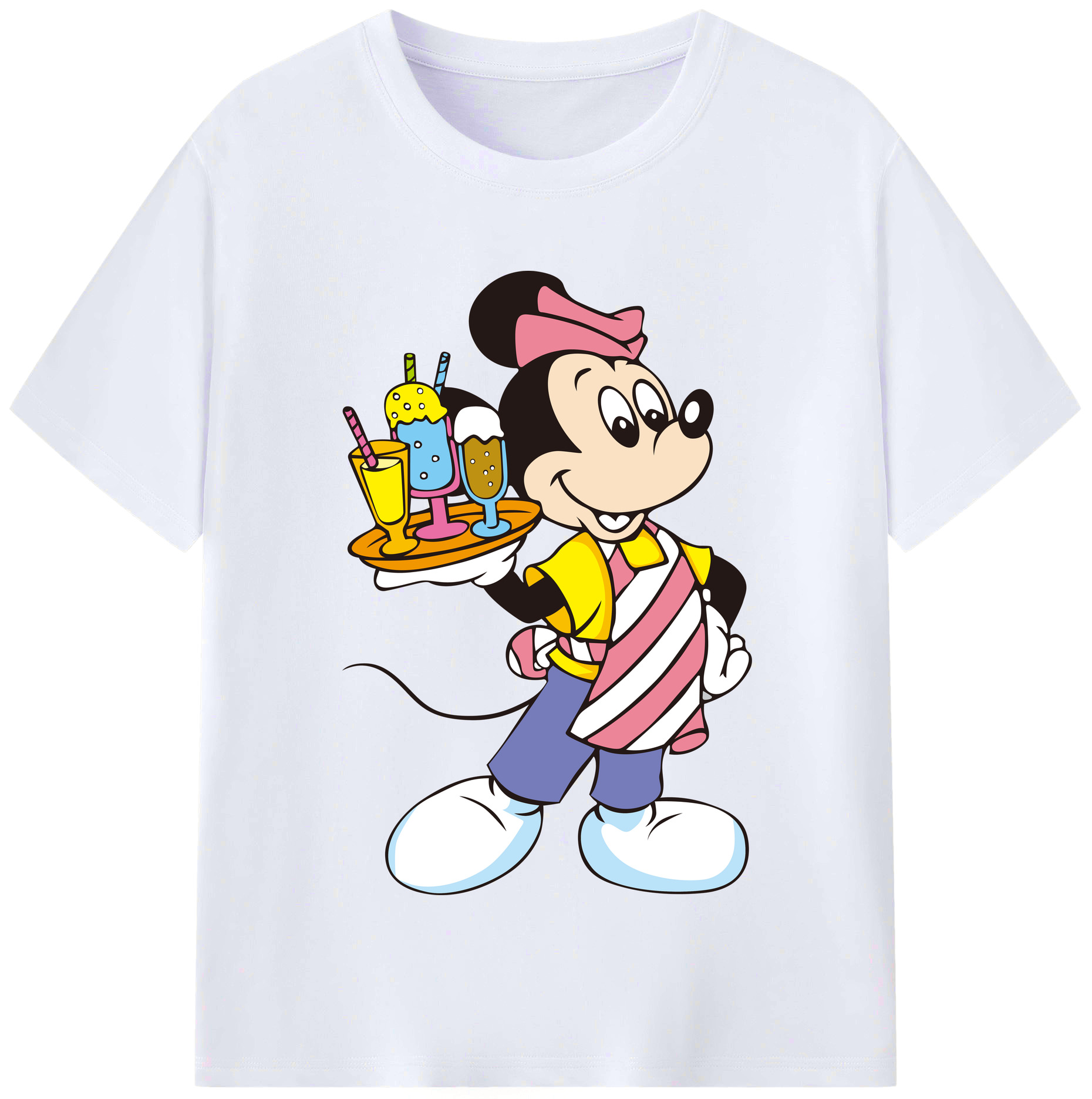 （画像用） ミッキーマウス Mickey Mouse レディースカジュアルプリントTシャツ（綿100％）