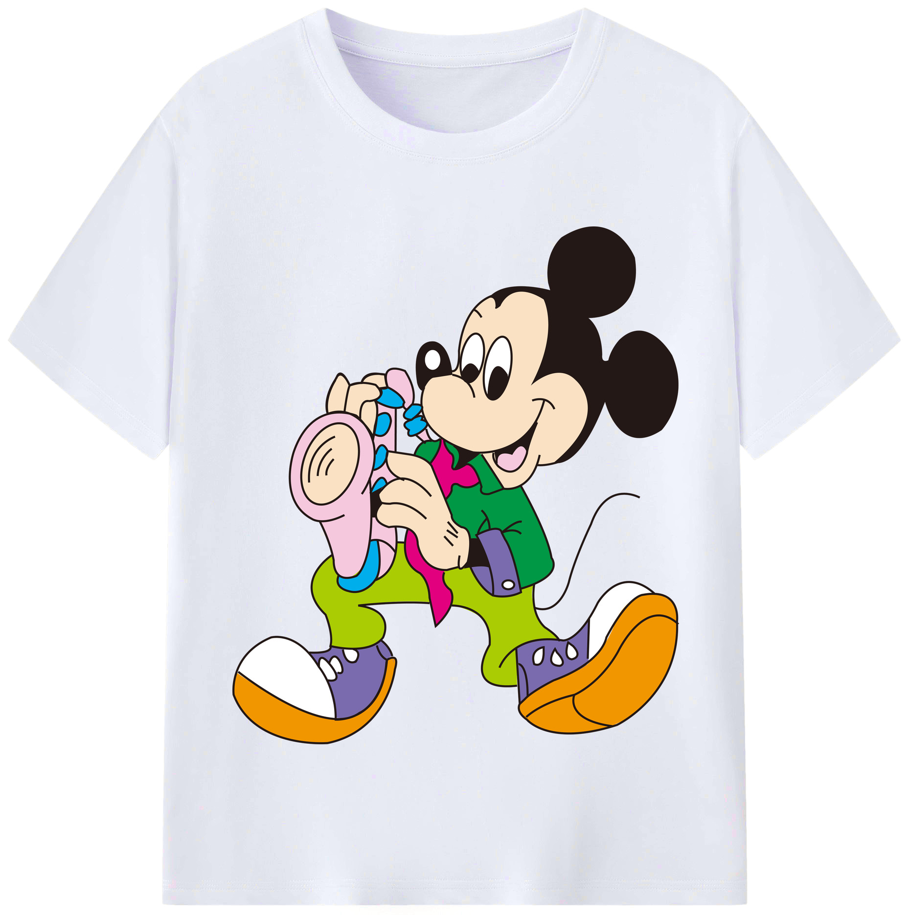 （画像用） ミッキーマウス Mickey Mouse レディースカジュアルプリントTシャツ（綿100％）