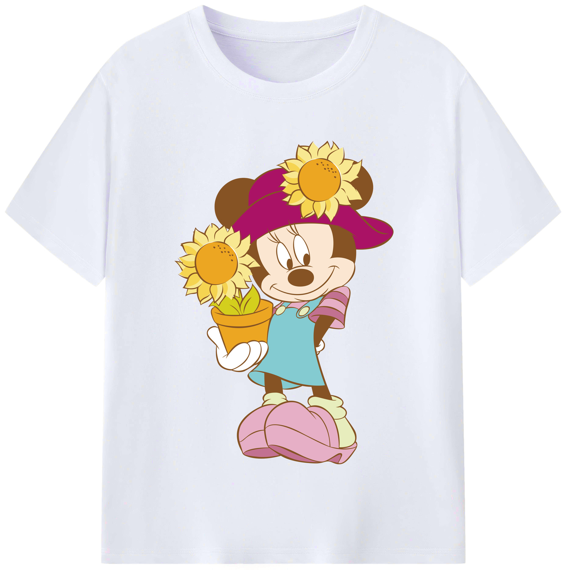 （画像用） ミッキーマウス Mickey Mouse レディースカジュアルプリントTシャツ（綿100％）
