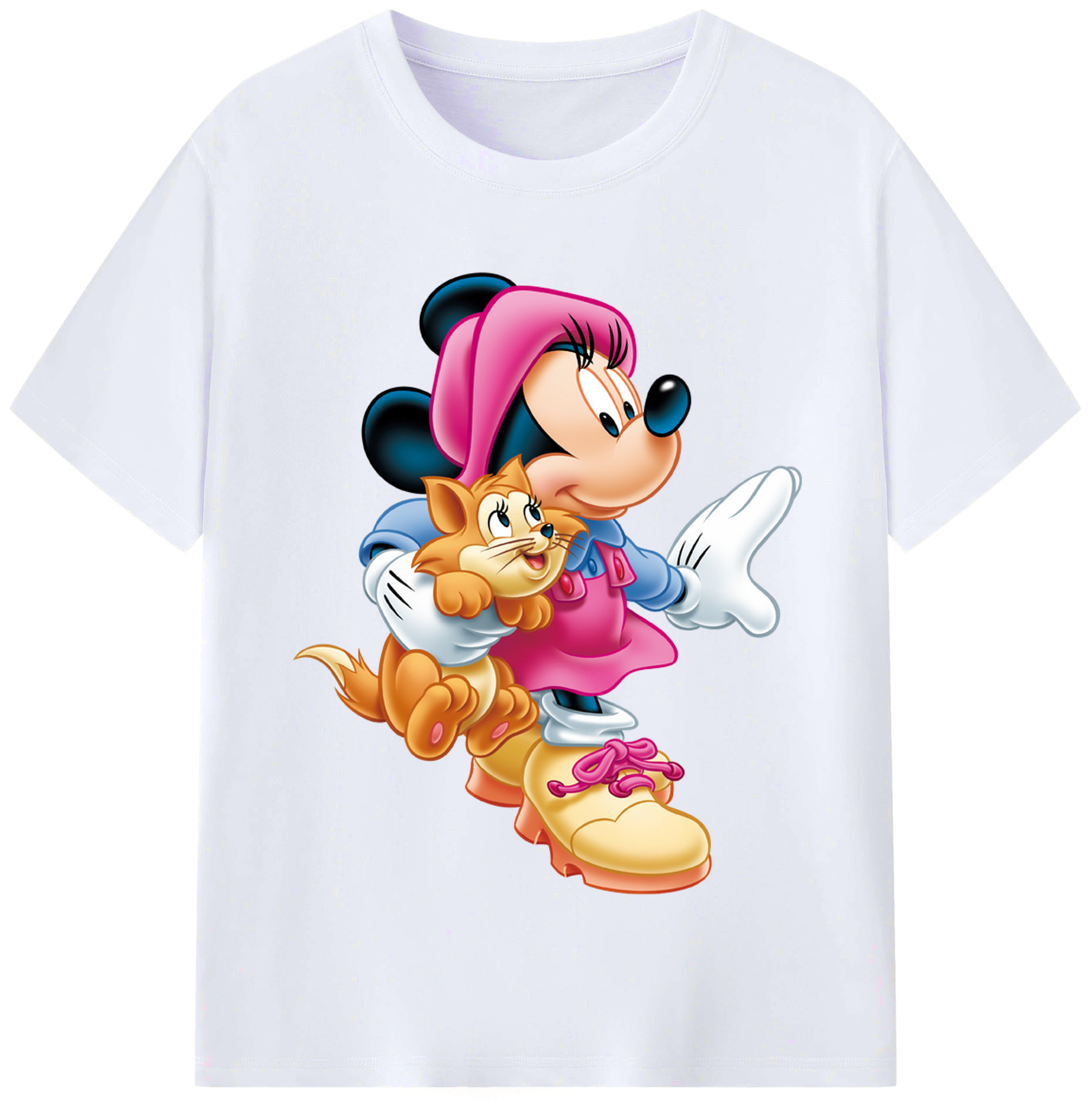 （画像用） ミッキーマウス Mickey Mouse レディースカジュアルプリントTシャツ（綿100％）
