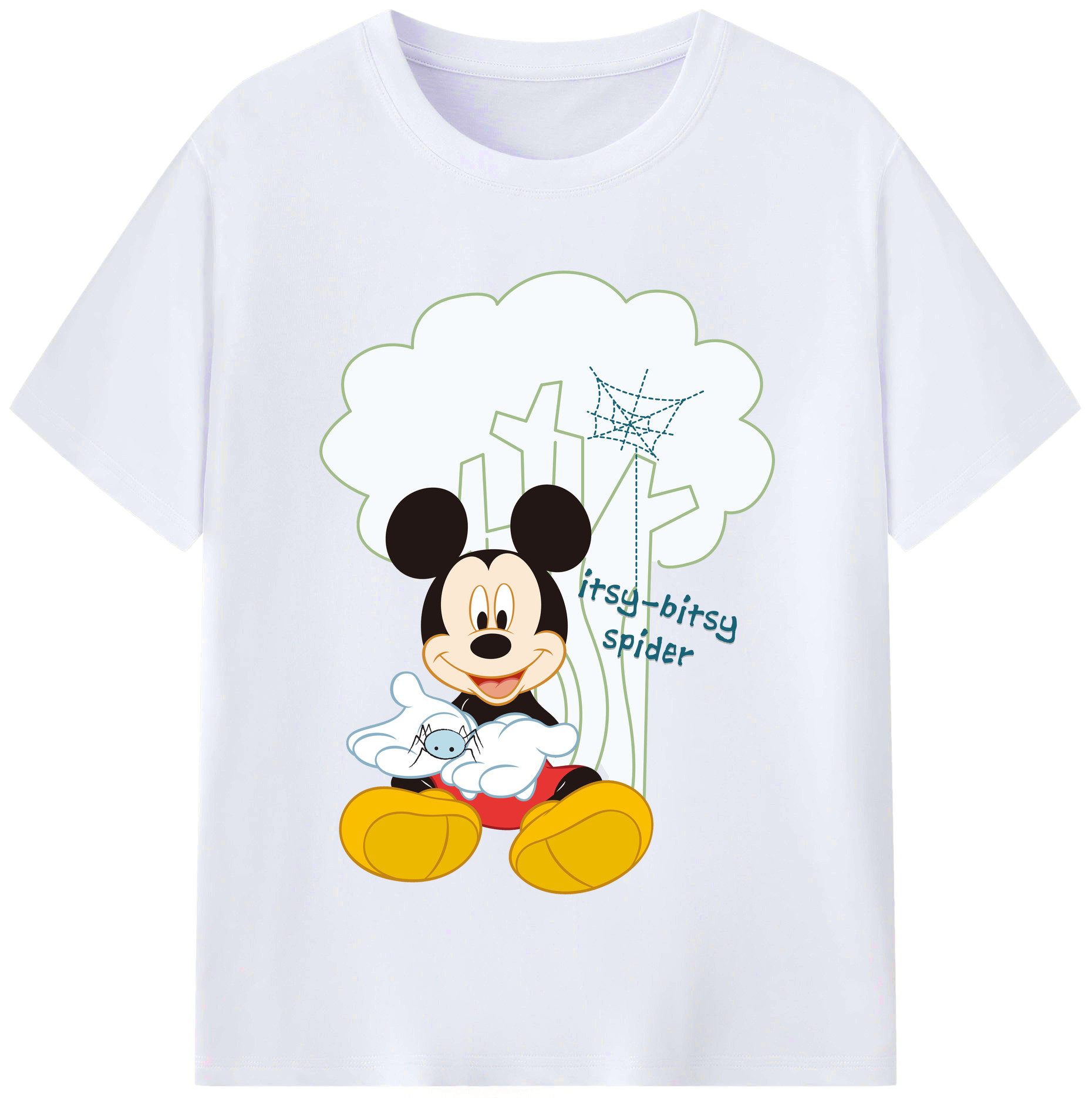 （画像用） ミッキーマウス Mickey Mouse レディースカジュアルプリントTシャツ（綿100％）