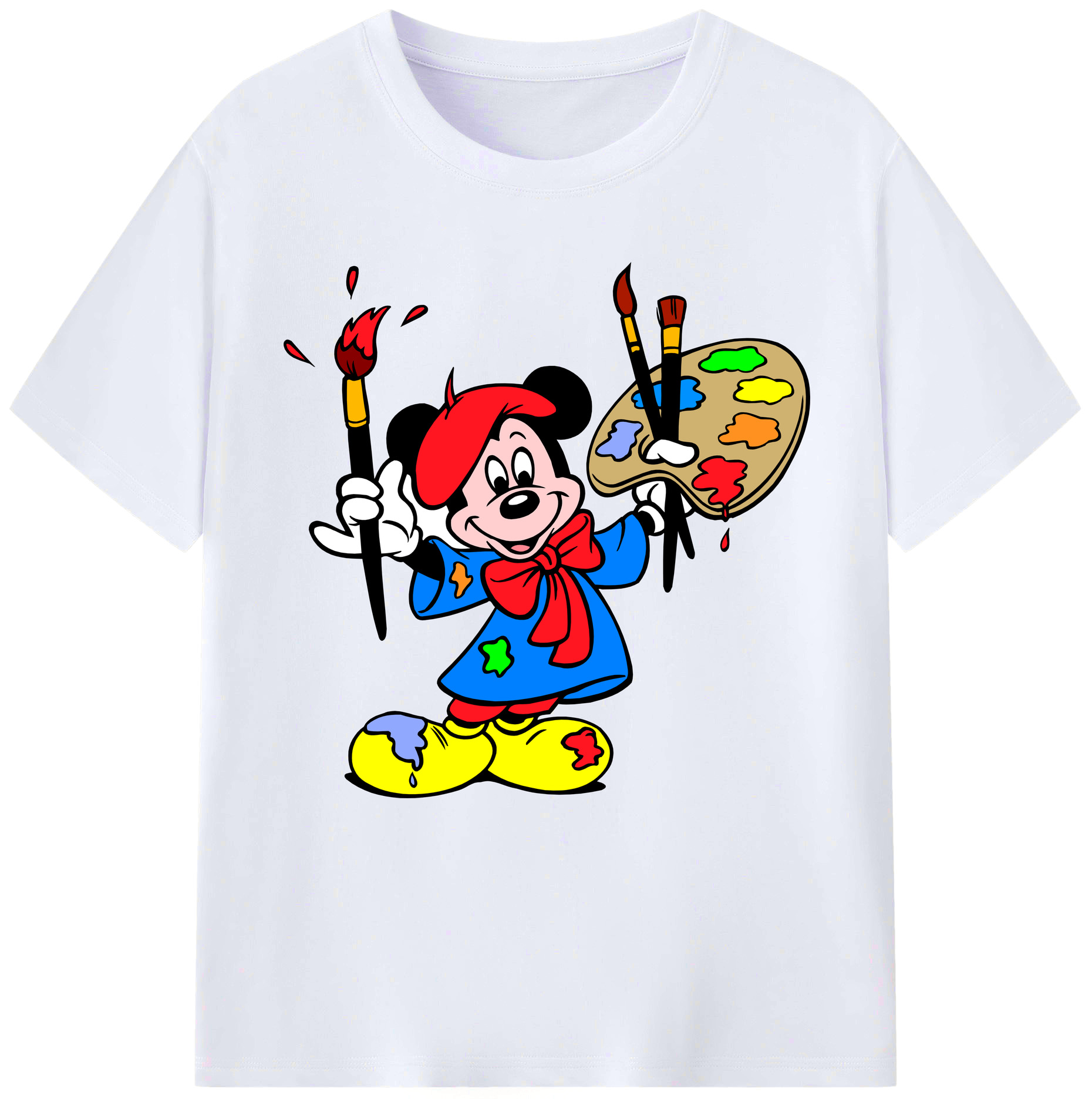 （画像用） ミッキーマウス Mickey Mouse レディースカジュアルプリントTシャツ（綿100％）