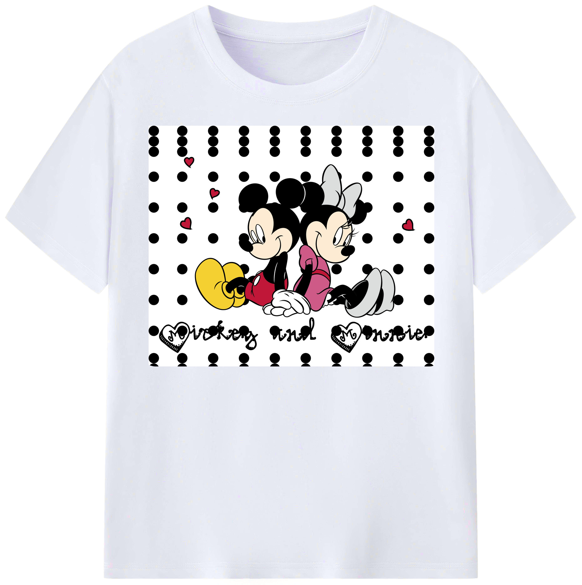 （画像用） ミッキーマウス Mickey Mouse レディースカジュアルプリントTシャツ（綿100％）
