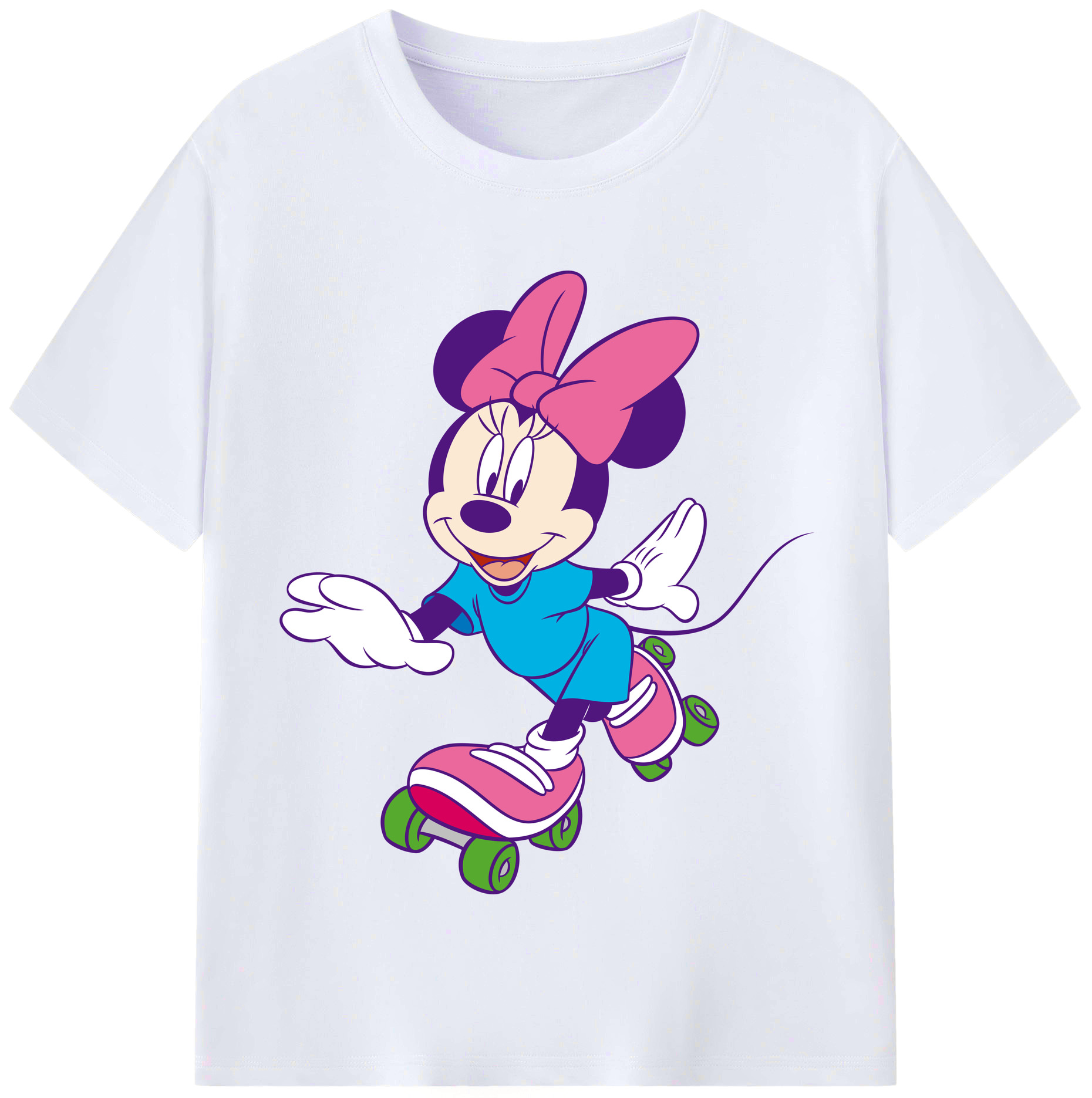 （画像用） ミッキーマウス Mickey Mouse レディースカジュアルプリントTシャツ（綿100％）