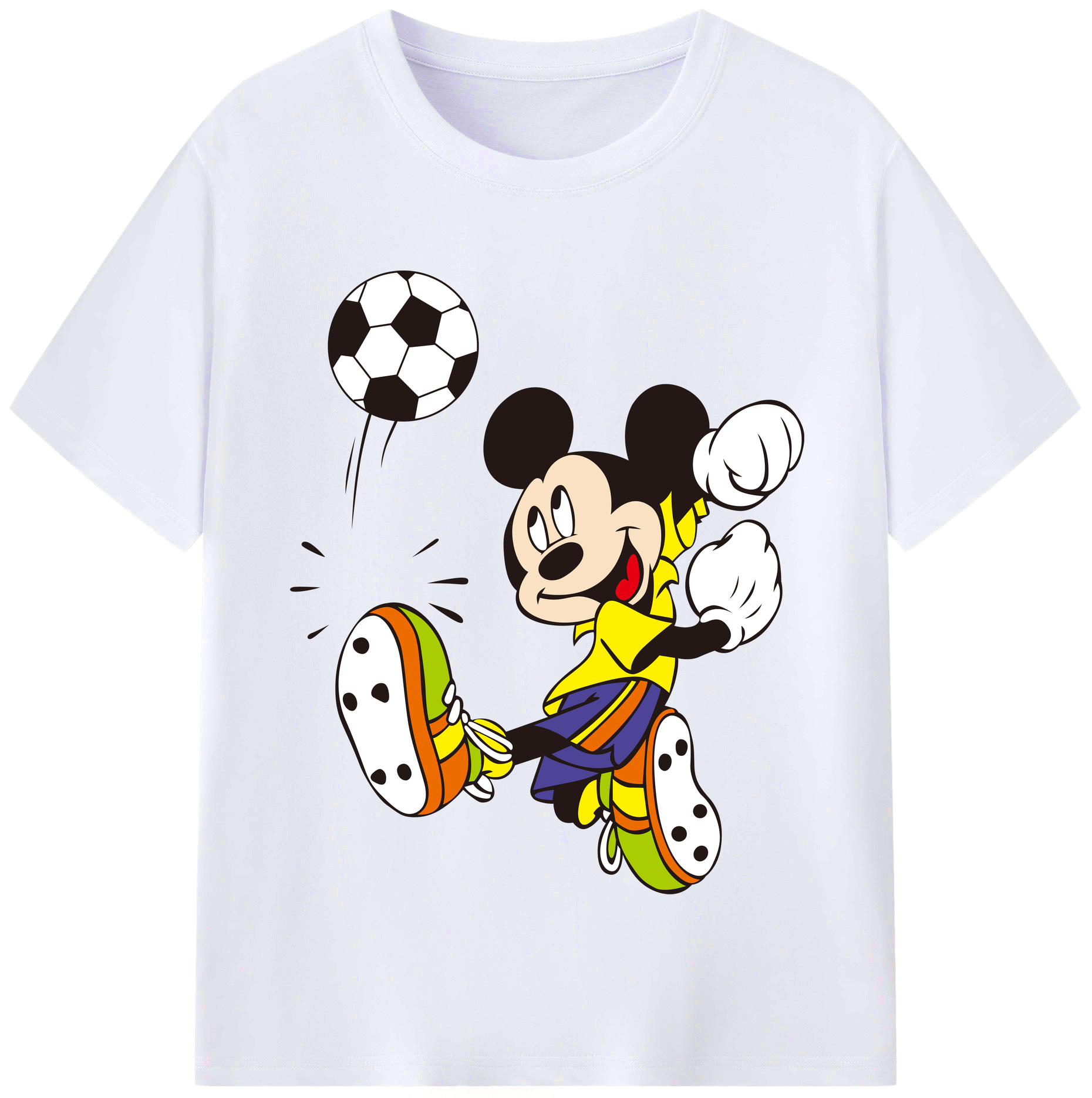 （画像用） ミッキーマウス Mickey Mouse レディースカジュアルプリントTシャツ（綿100％）