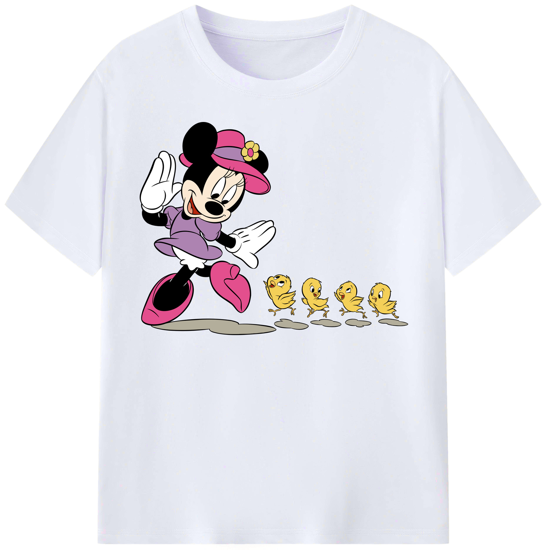 （画像用） ミッキーマウス Mickey Mouse レディースカジュアルプリントTシャツ（綿100％）