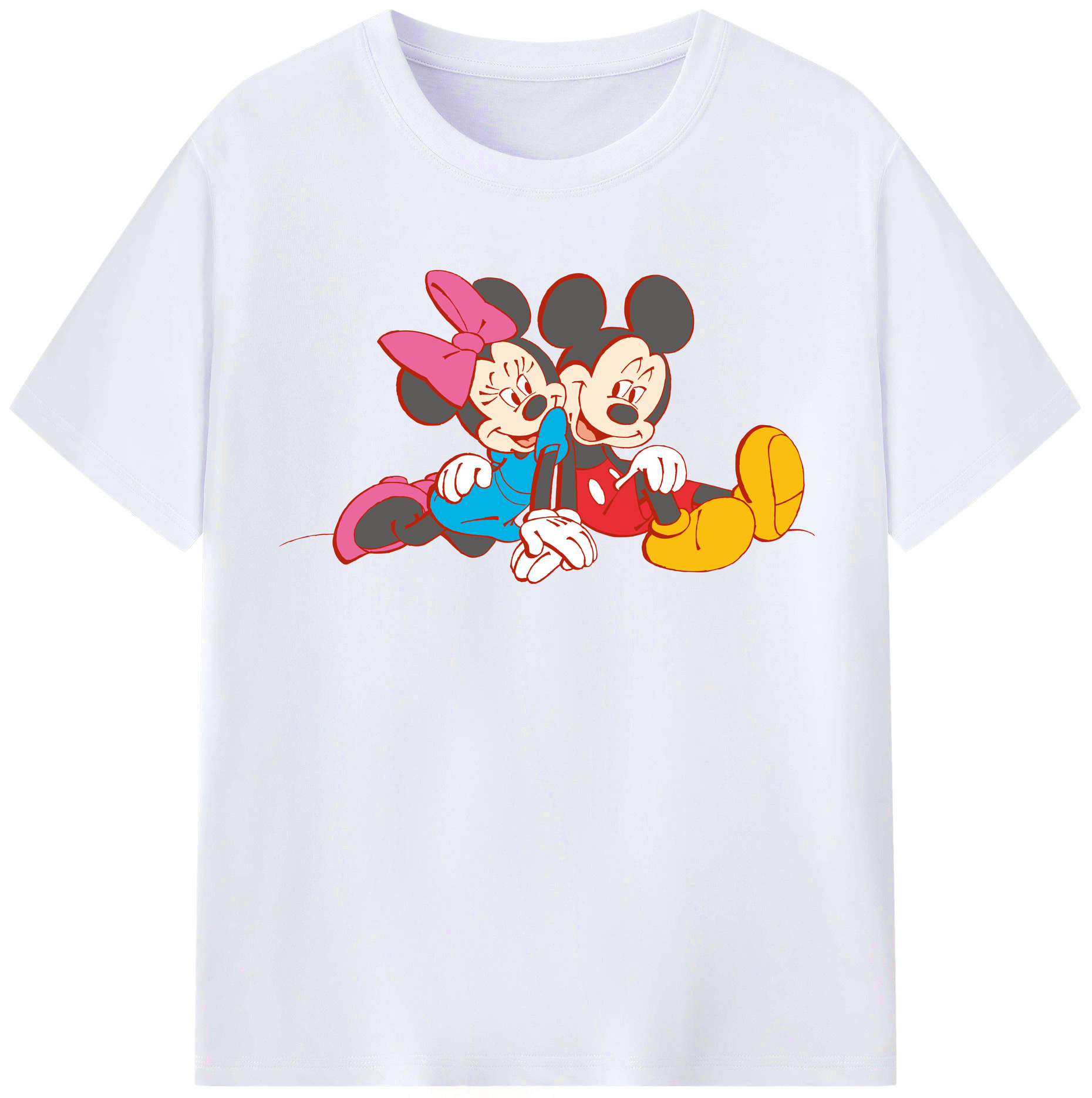 （画像用） ミッキーマウス Mickey Mouse レディースカジュアルプリントTシャツ（綿100％）